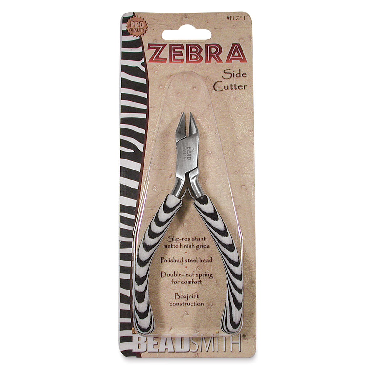 Beadsmith Zebra Side Cutter Pliers, in packaging