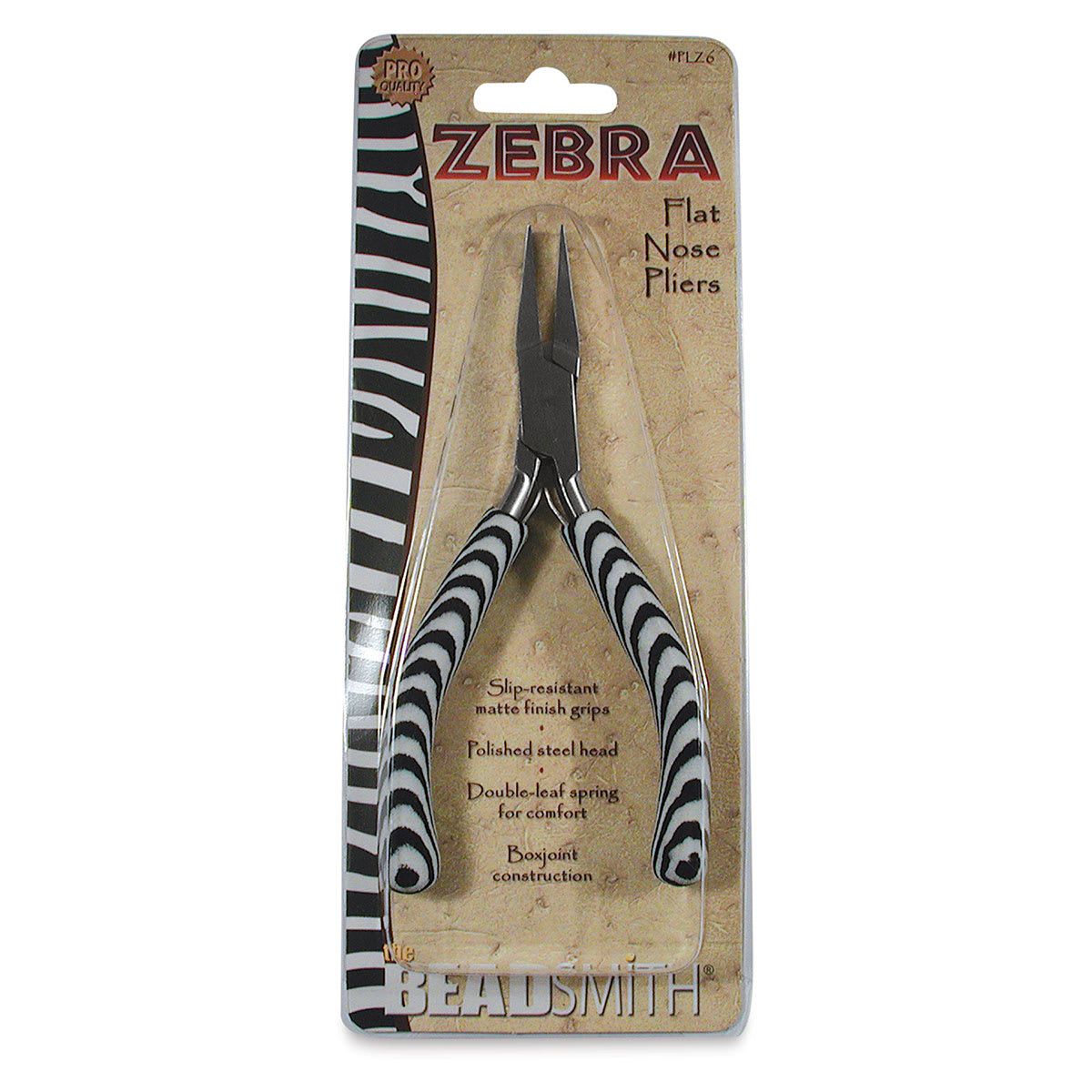 Beadsmith Zebra Flat Nose Pliers, in packaging