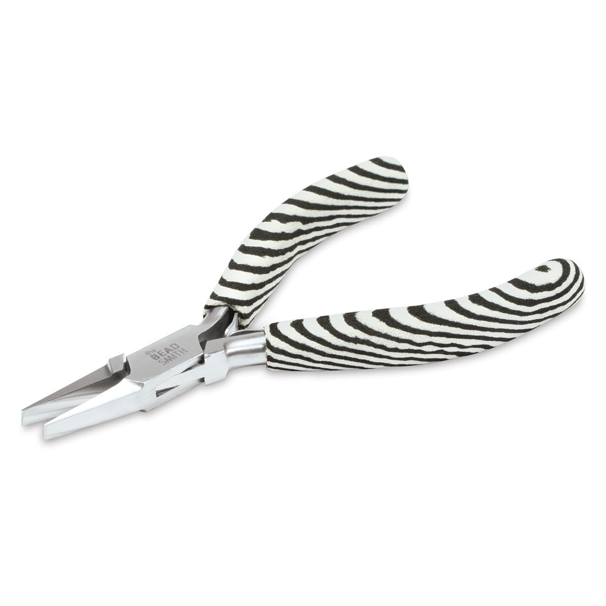 Beadsmith Zebra Flat Nose Pliers, at an angle