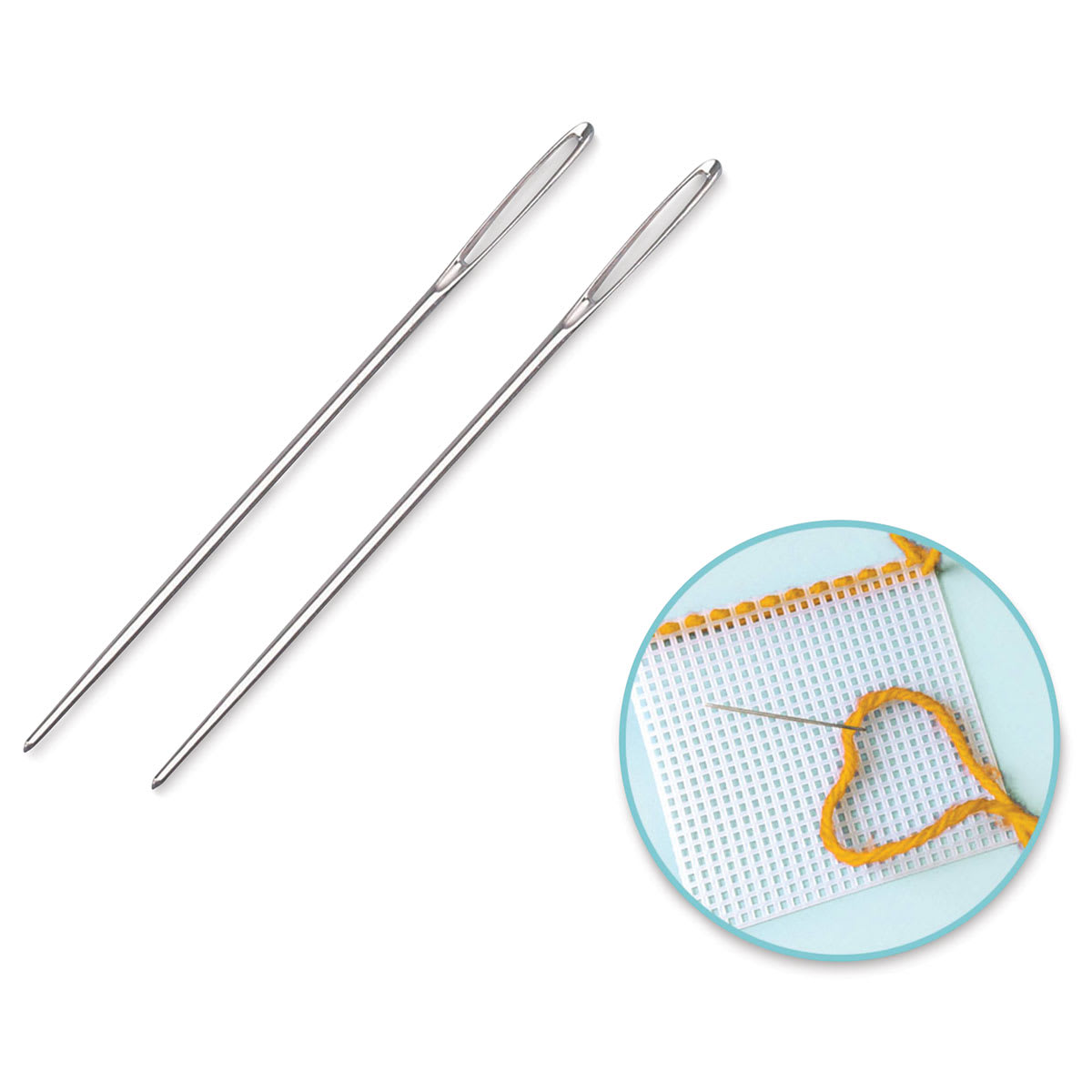 Needle Crafters Plastic Canvas Needles - Number 16, Package of 2, Out of package (Shown in use)