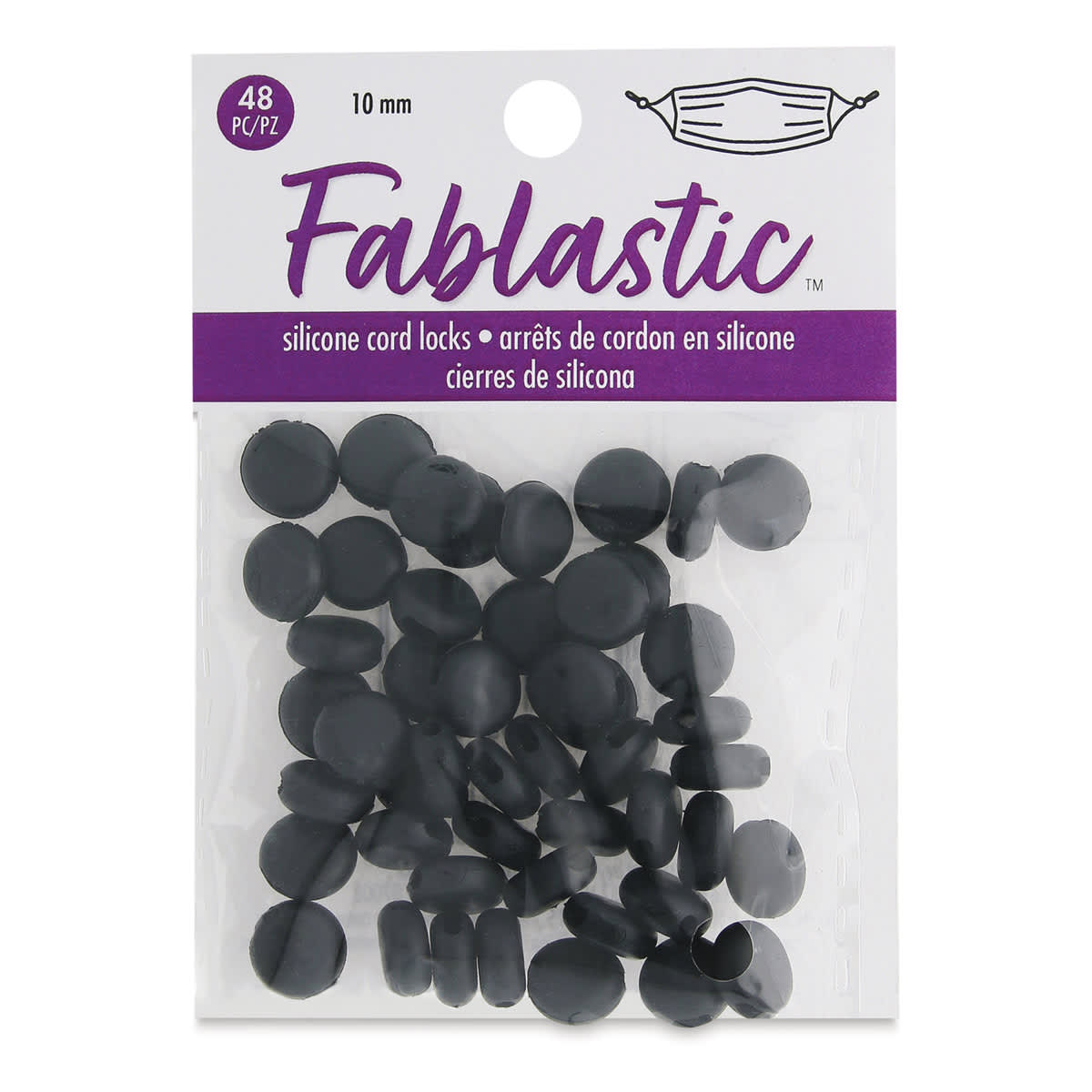 Silicone Cord Lock, Black, Package of 48