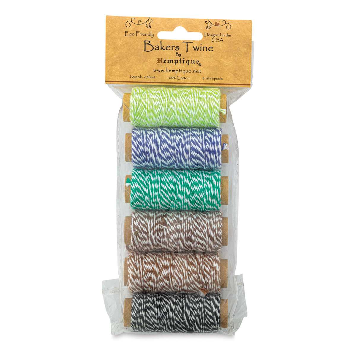 Hemptique Bakers Twine - Garden Party, Pkg of 6 (In packaging)