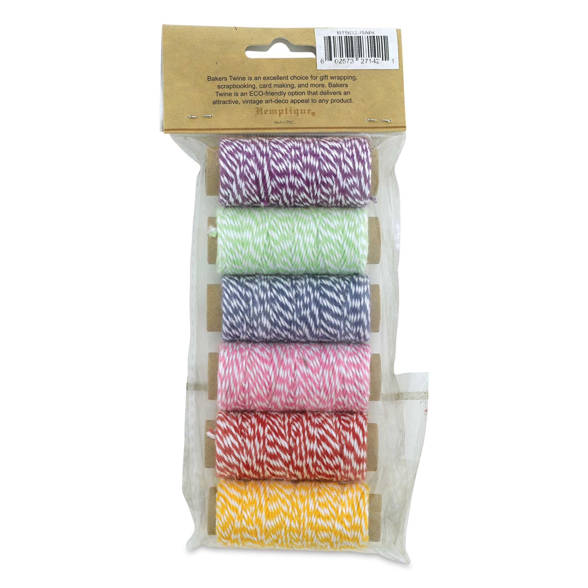 Hemptique Bakers Twine - Rainbow, Pkg of 6 , back of the packaging