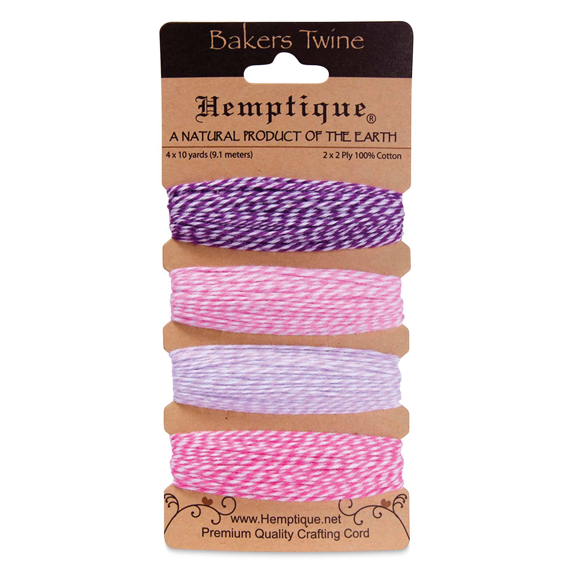 Hemptique Baker's Twine Card - 120 ft, Raspberry Sorbet
