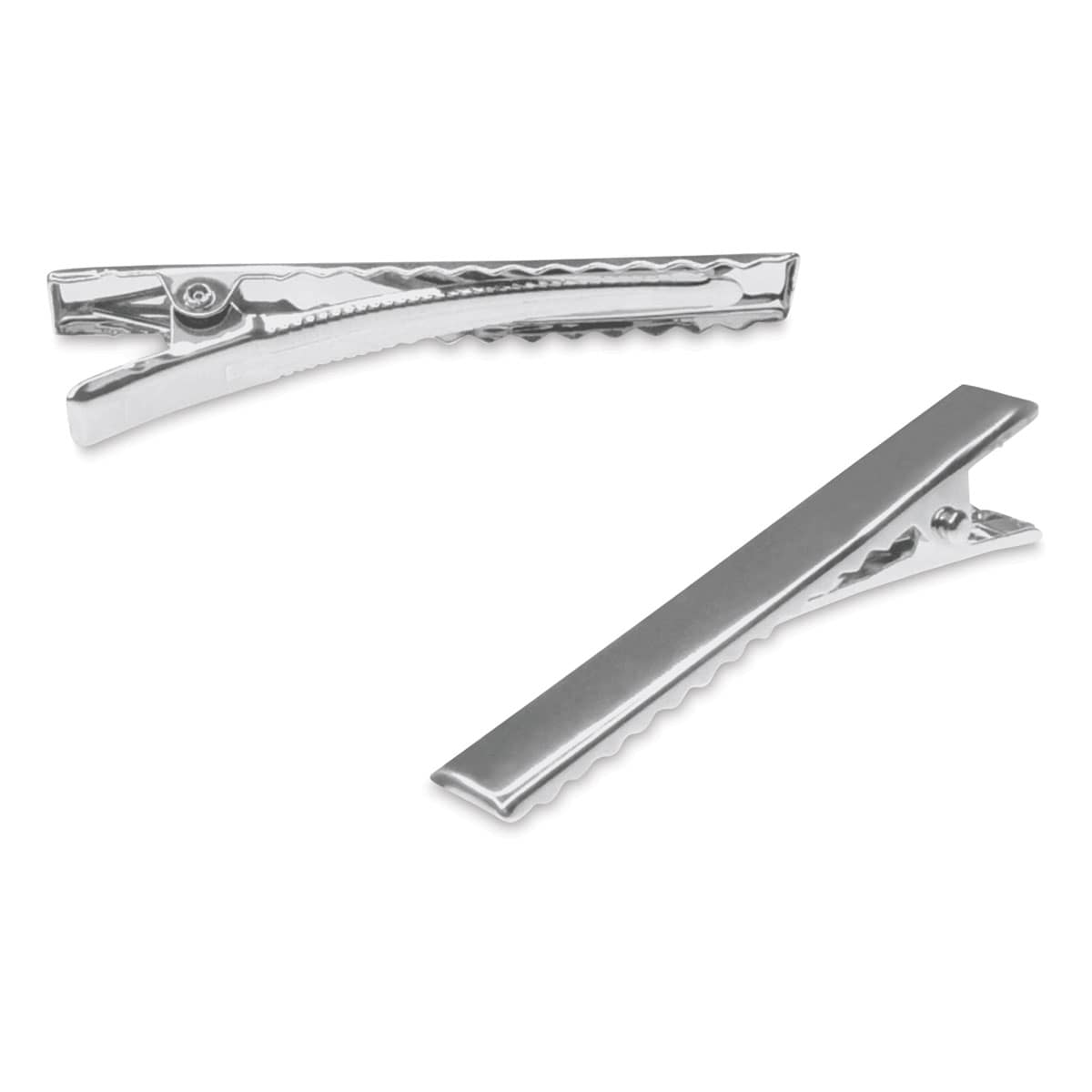 Craft Medley Metal Alligator Hair Clips - Silver, 2-1/5" - side of clip and top of clip