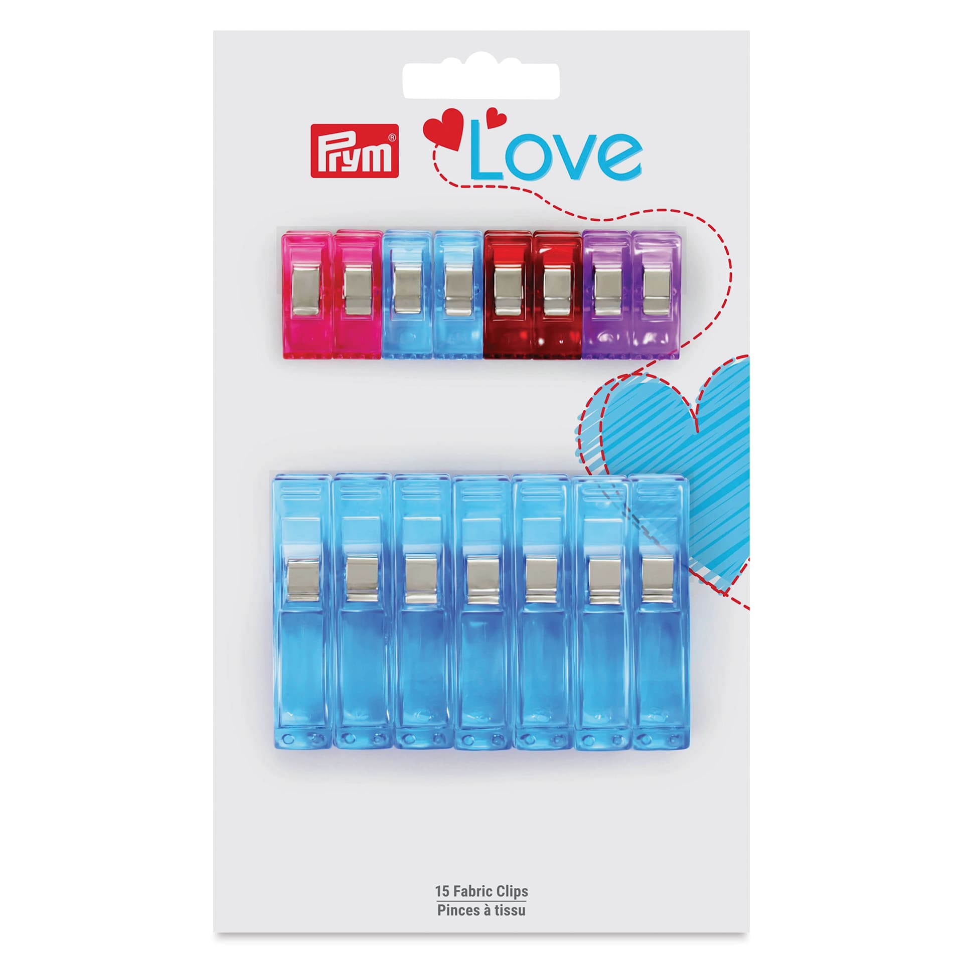 Prym Love Fabric Clips - Assorted, Pkg of 15 (Inside of packaging)