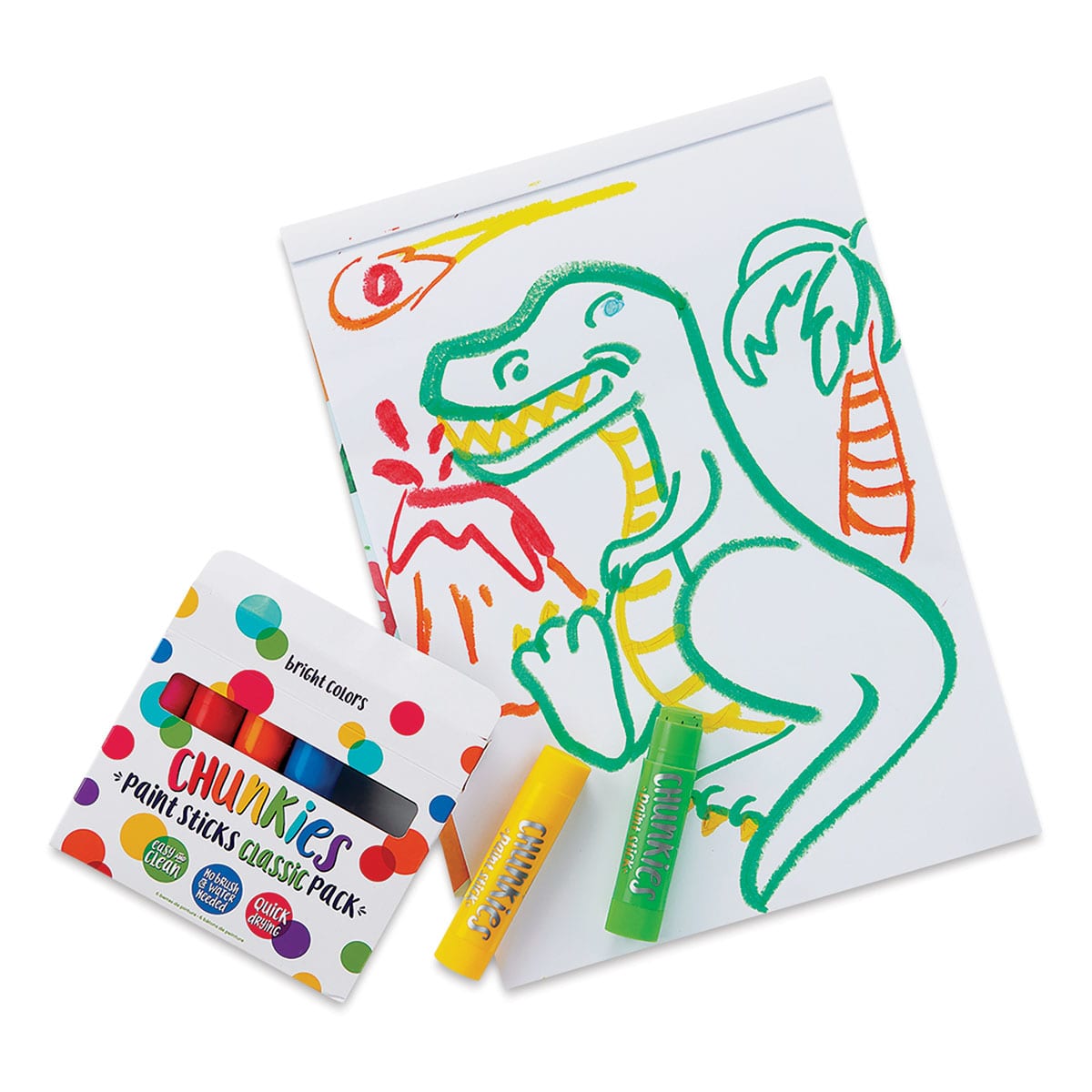 Ooly Chunkies Paint Sticks - Classic Pack, Set of 6 (dinosaur drawing with paint sticks)