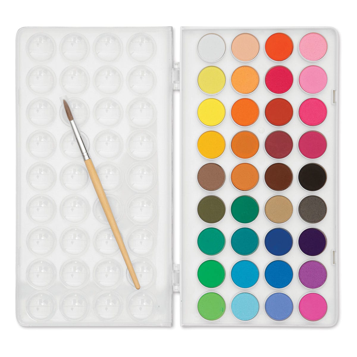 Ooly Lil’ Watercolor Paint Pods- Set of 36 (lid open with brush)