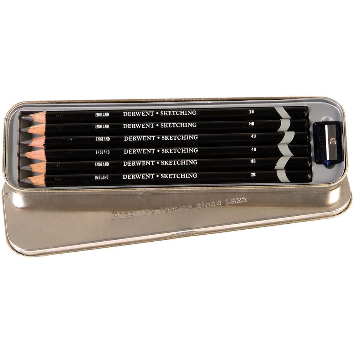 6-Pencil Tin Sets Derwent Sketching 6 Set - Peggable