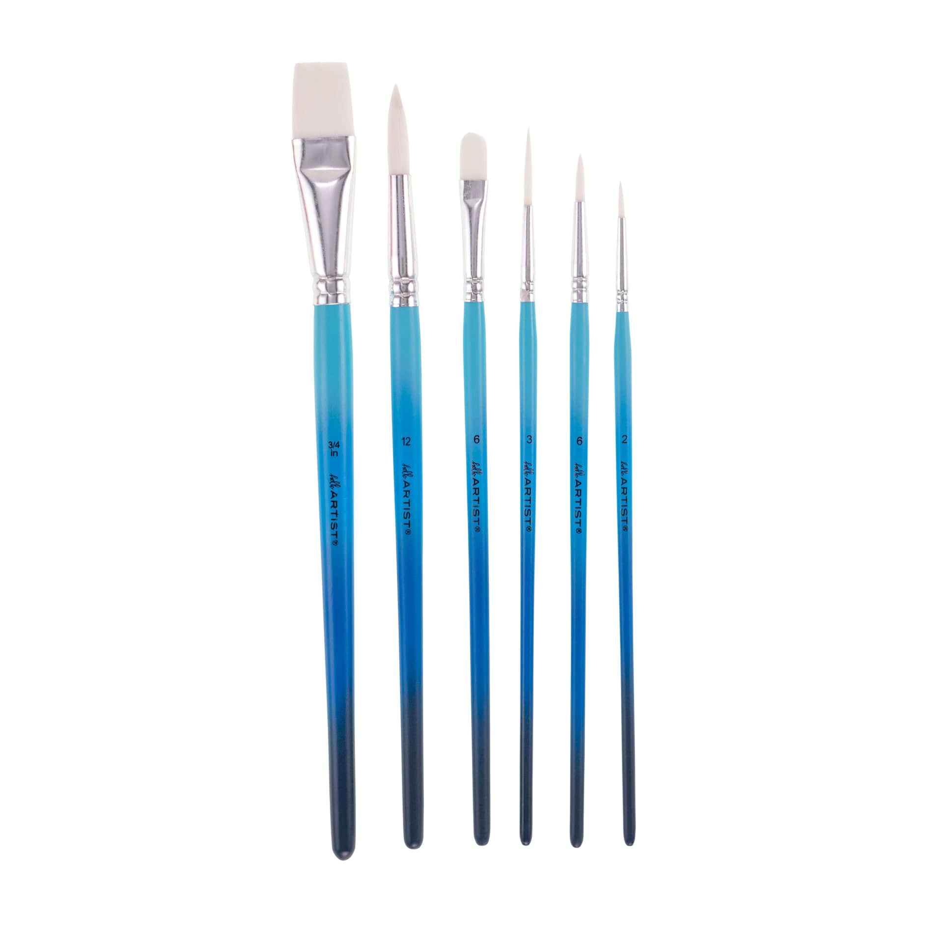 Hello Artist Short Handle Watercolor Brushes, Set of 6