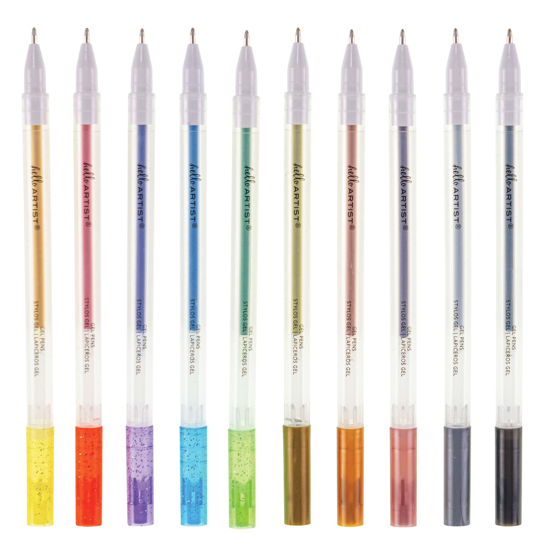 Hello Artist! Glitter Pens - Set of 10, showing pen tip
