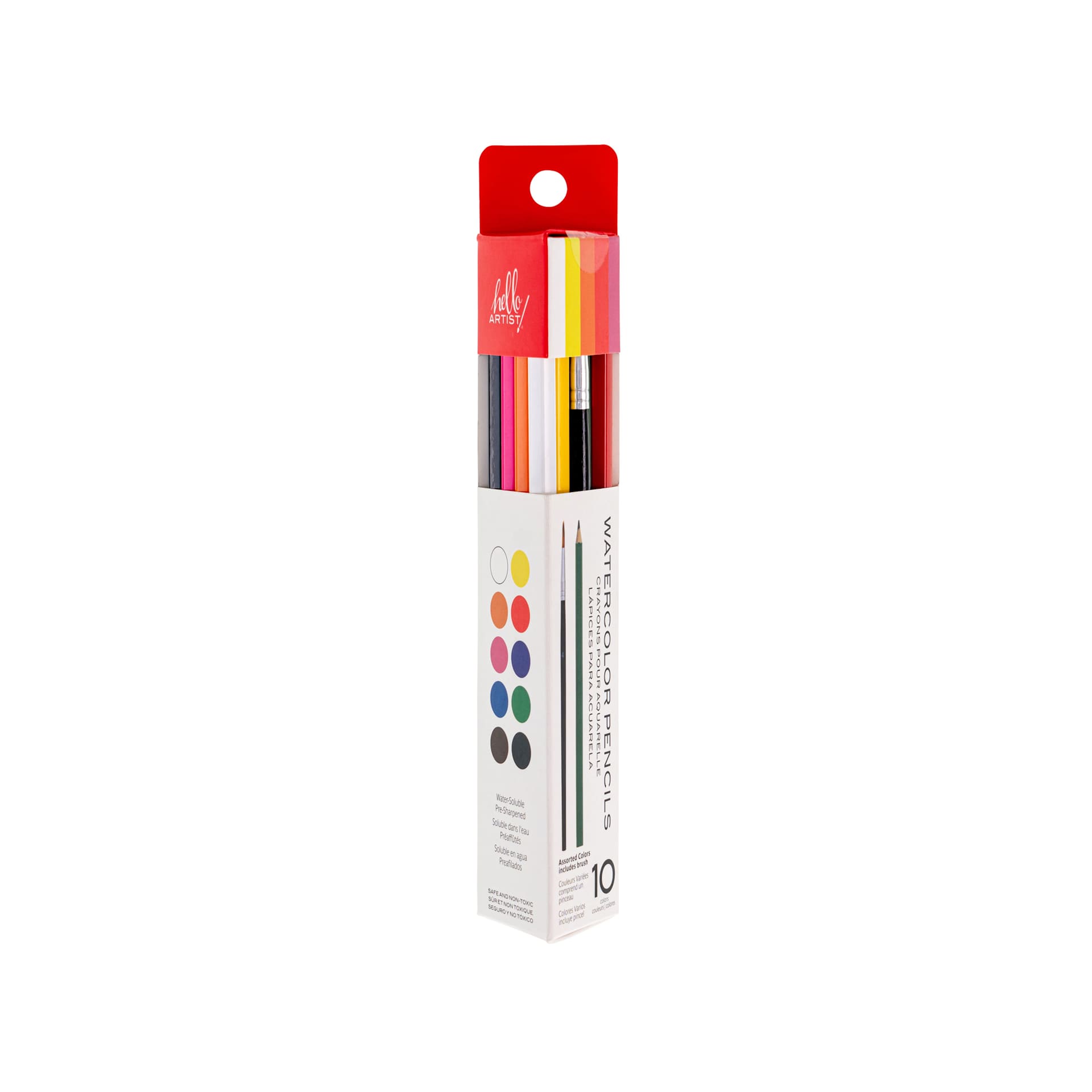 Hello, Artist! Watercolor Pencils - Set of 10 plus Brush