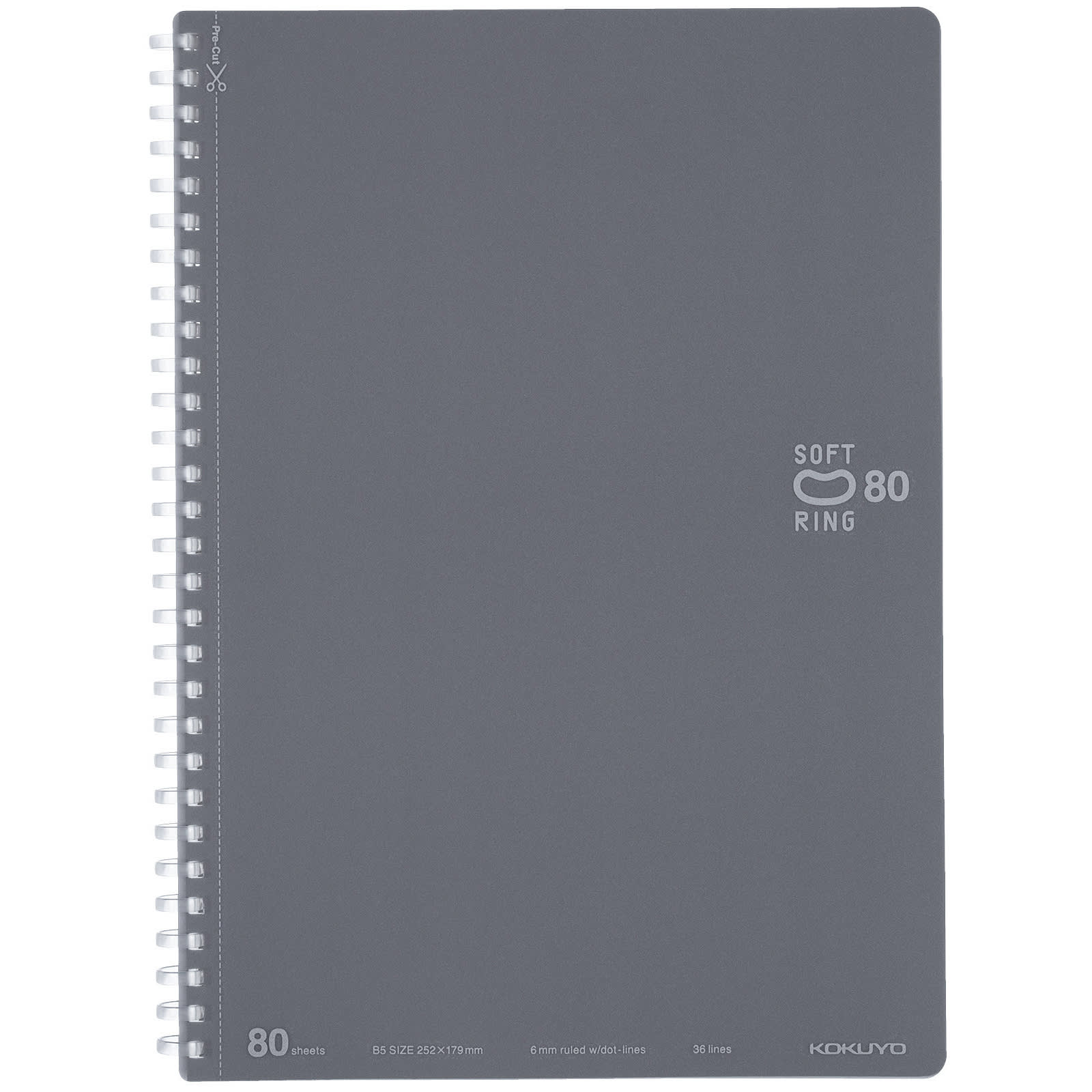 KOKUYO B5 Notebook, 80 Sheets, Dark Gray, , Ruled
