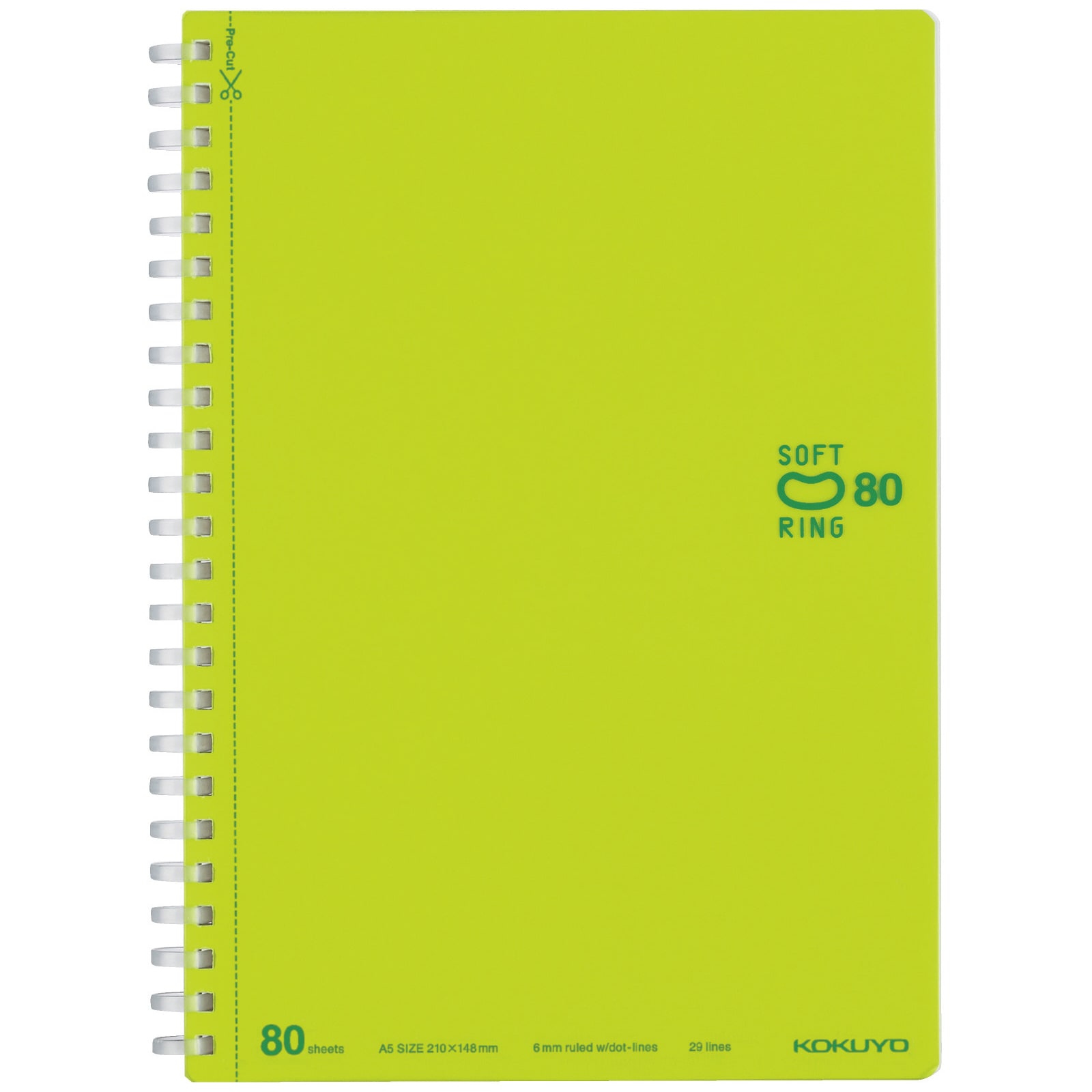 KOKUYO A5 Notebook, 80 Sheets, Light Green, Ruled