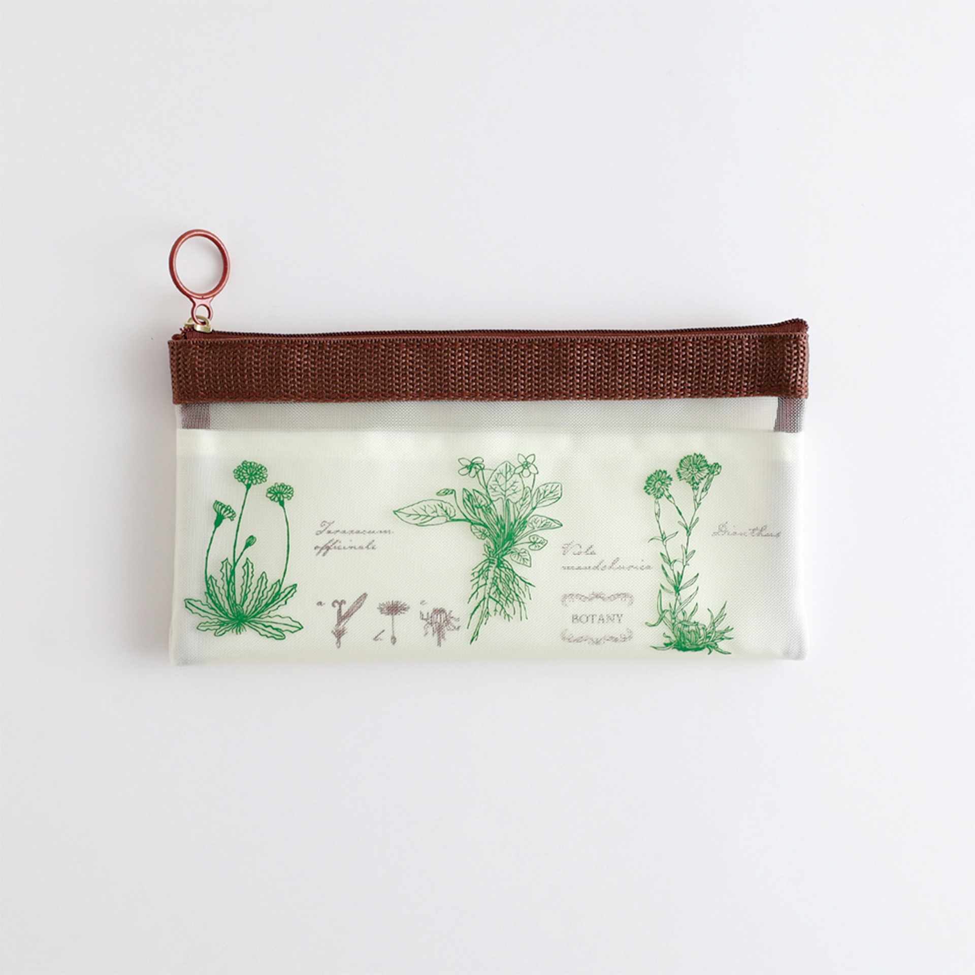 Green Flash Study Holic Mesh Pen Pouch, Botany