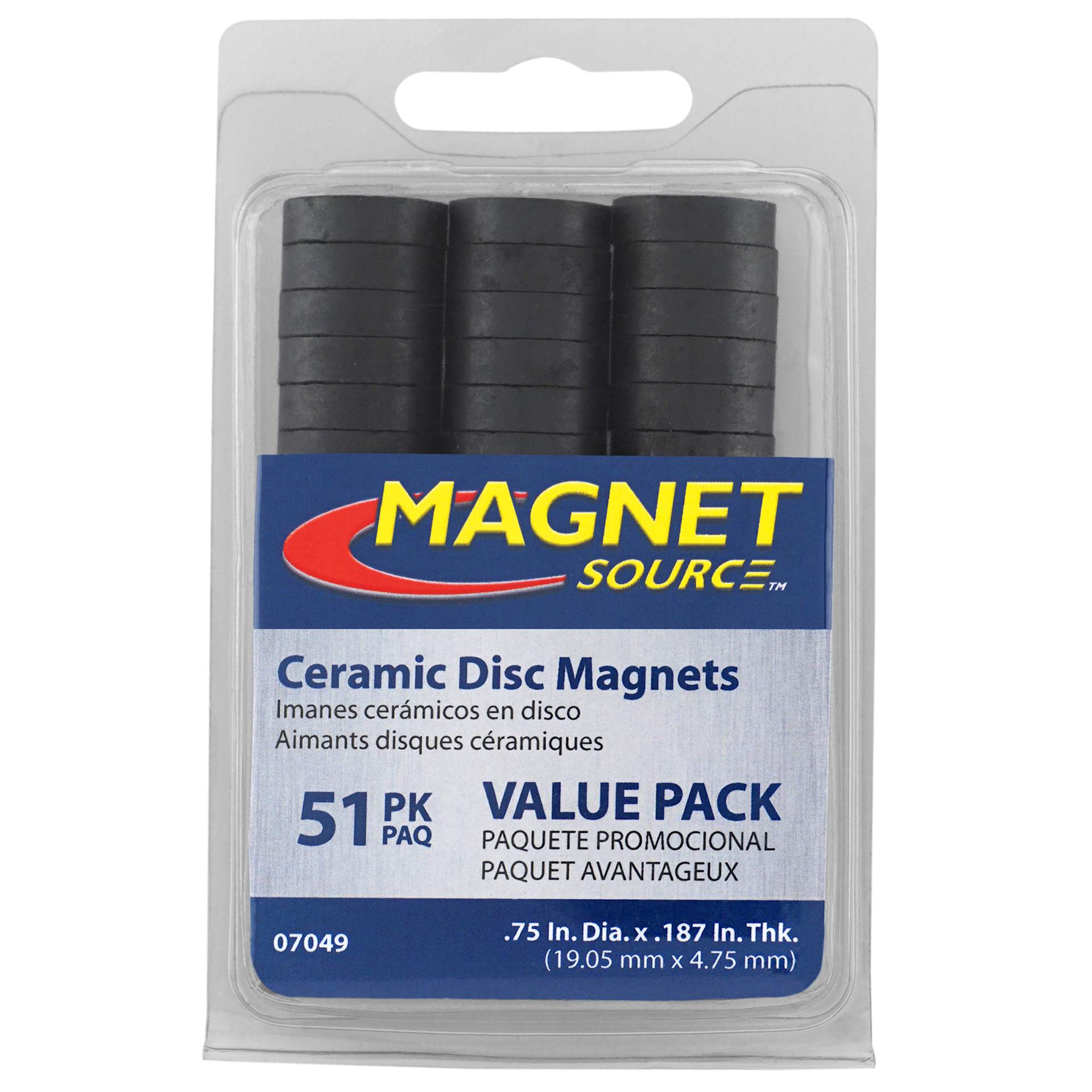 Magnet Source Ceramic Magnets, Pkg of 51, 3/4" x 3/16"