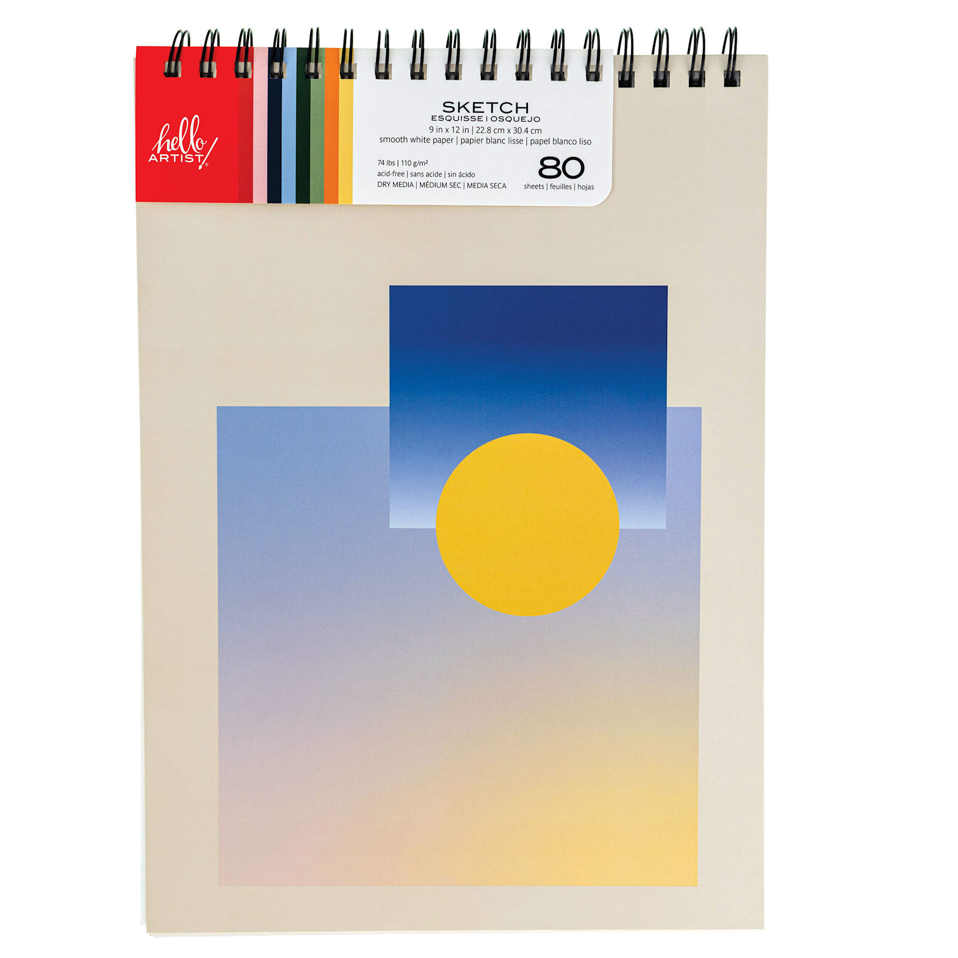 Hello, Artist! Sketch Pad – 9” x 12”, Wirebound, 80 Sheets, front cover