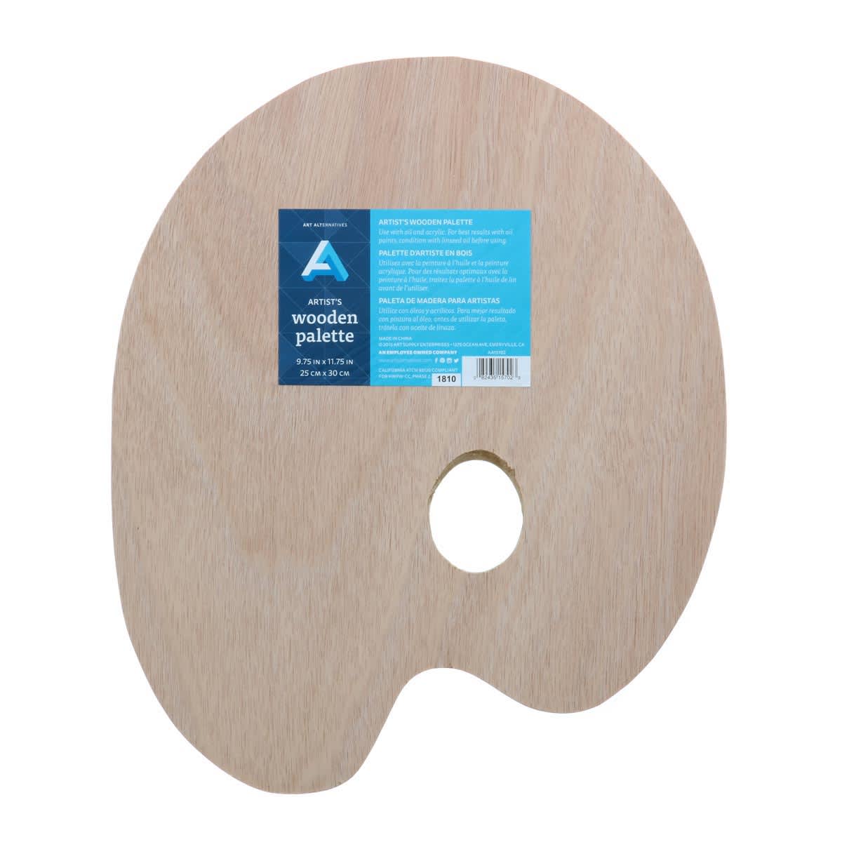Art Alternatives Artist's Wooden Palette - 9.75" x 11.75"