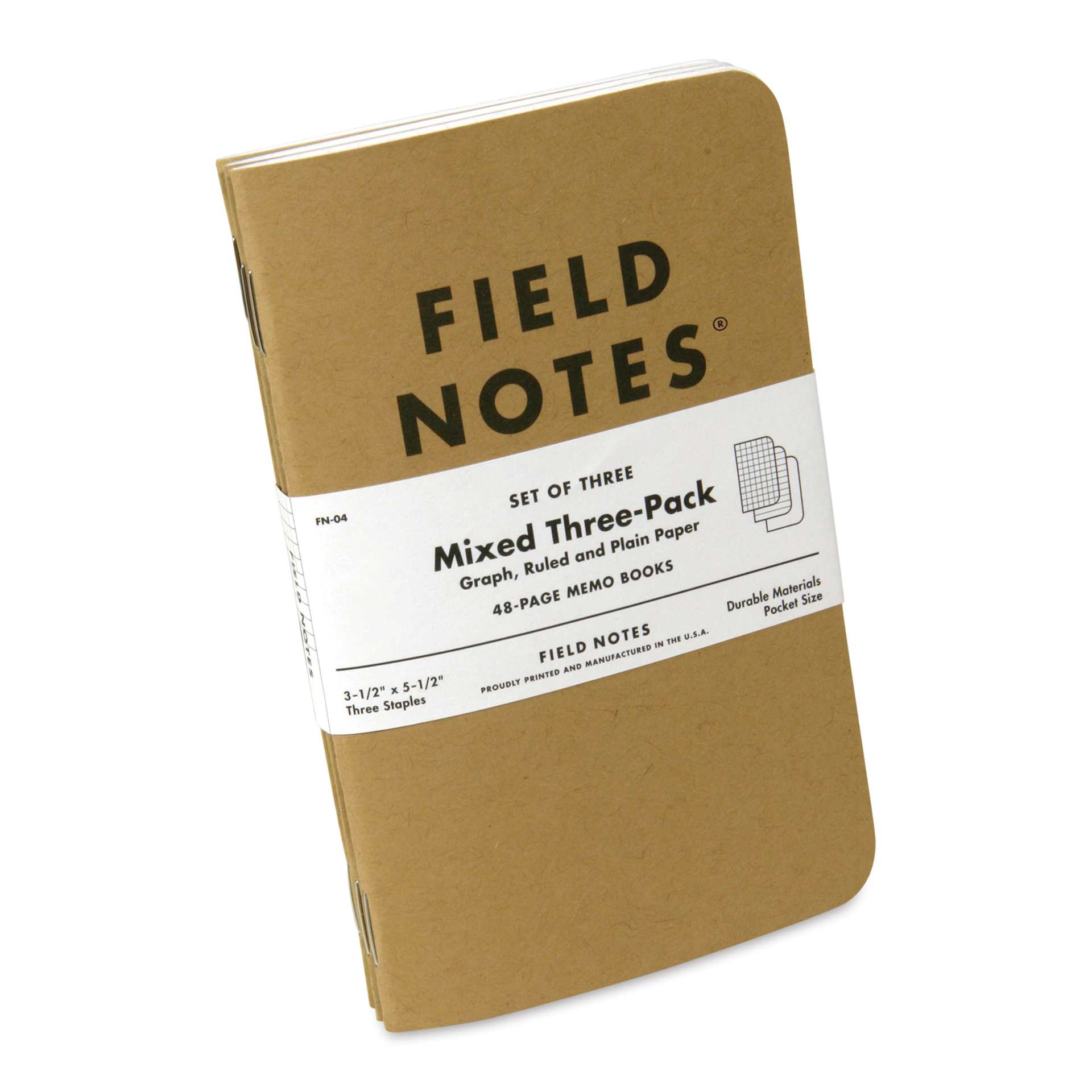 Field Notes Original Kraft 3-Pack Notebooks - Mixed, 3-1/2" x 5-1/2", 48 Pages