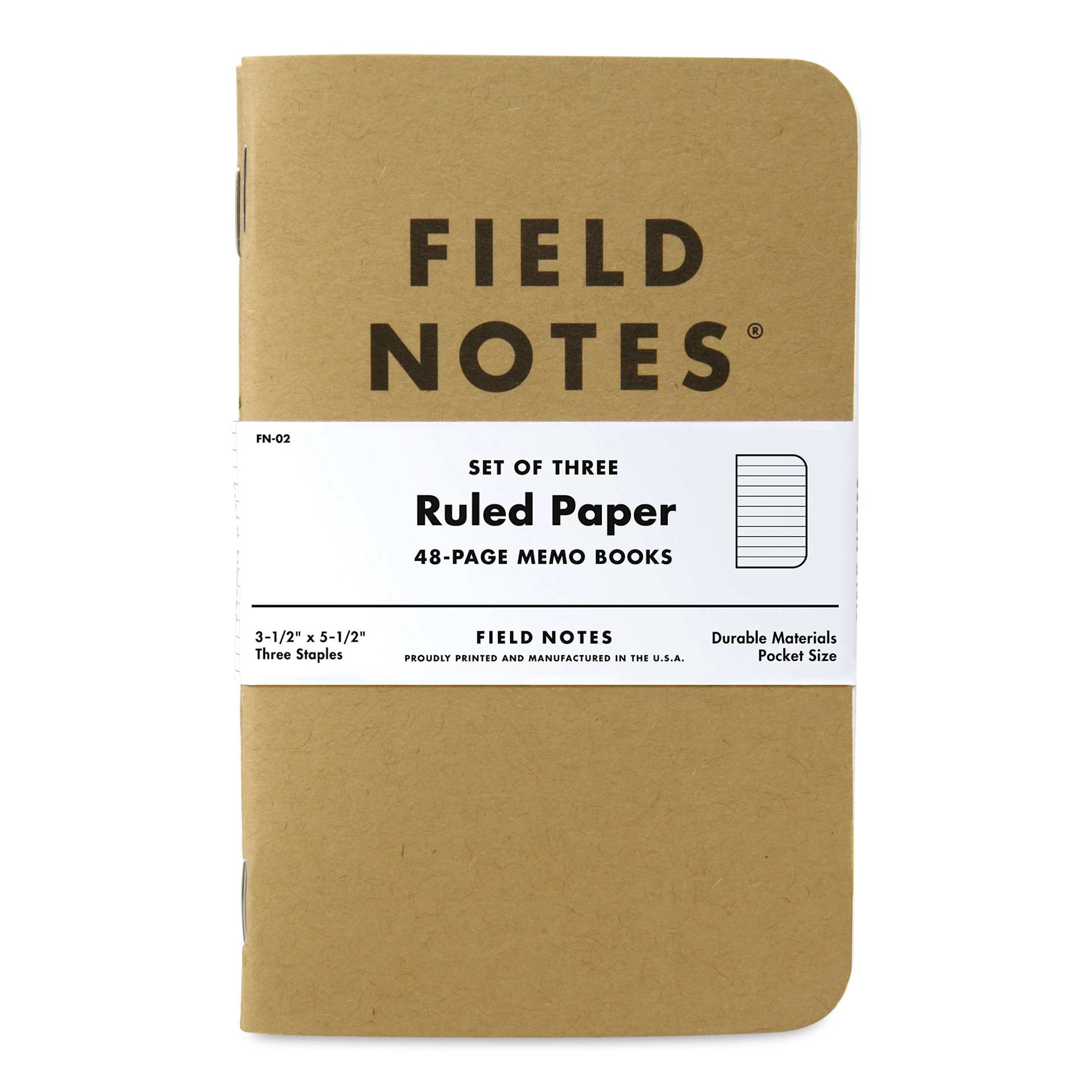 Field Notes Original Kraft 3-Pack Notebooks - Ruled, 3-1/2" x 5-1/2", 48 Pages, front cover