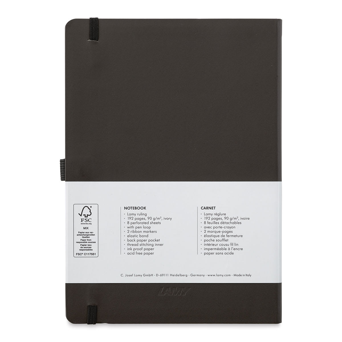 Lamy Softcover Notebook - Black, Dot-Grid-Rule, 8-1/4" x 5-3/4" (back cover)