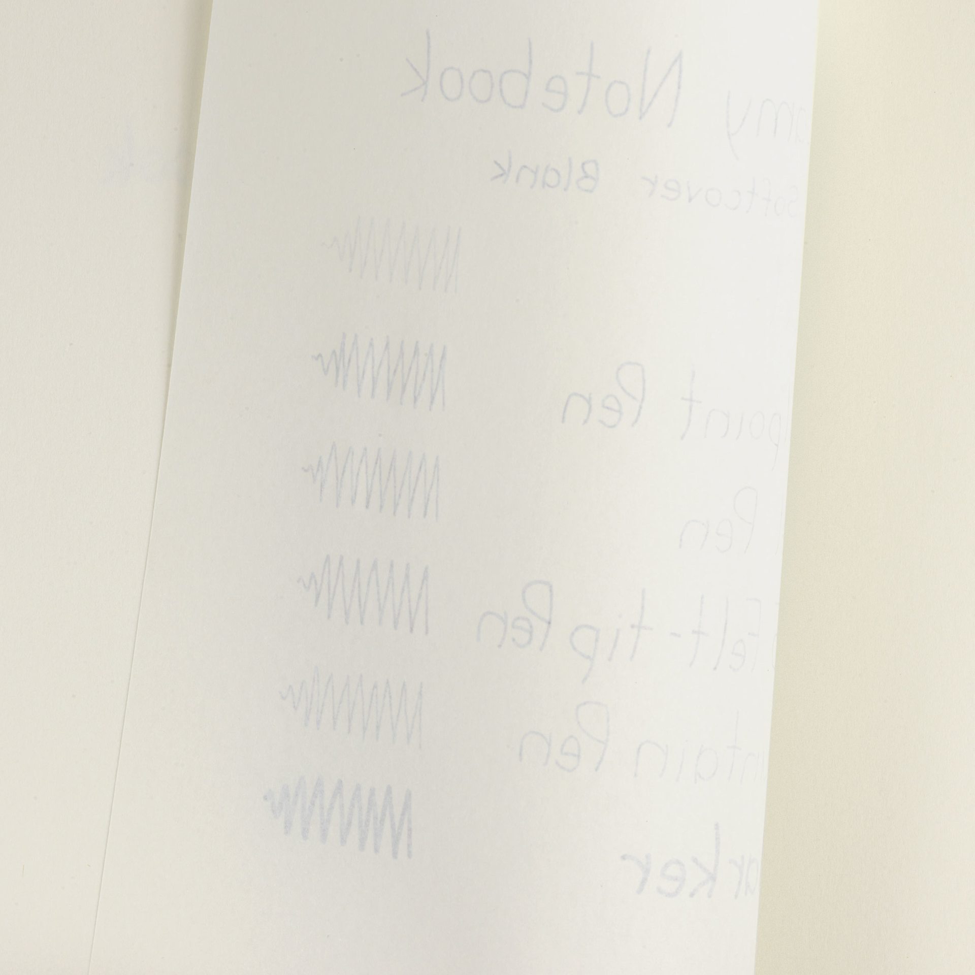 Lamy Softcover Notebook, bleed of pen marks on blank paper