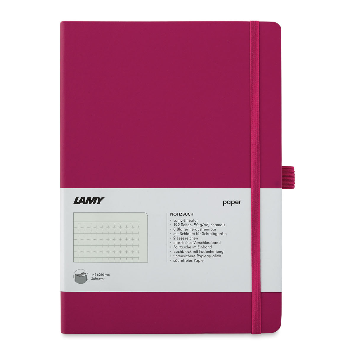 Lamy Softcover Notebook - Pink, Dot-Grid-Rule, 5-3/4" x 4-1/8" (front cover)