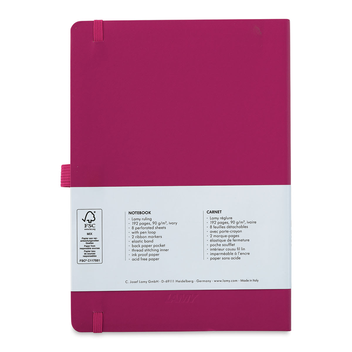 Lamy Softcover Notebook - Pink, Dot-Grid-Rule, 5-3/4" x 4-1/8" (back cover)