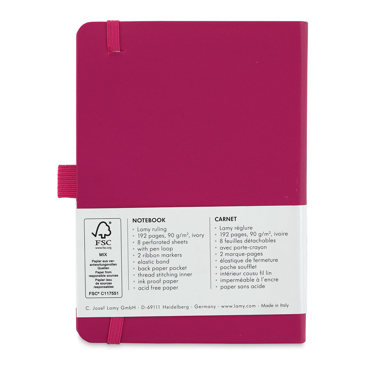 Lamy Softcover Notebook - Pink, Dot-Grid-Rule, 8-1/4" x 5-3/4" (back of cover)