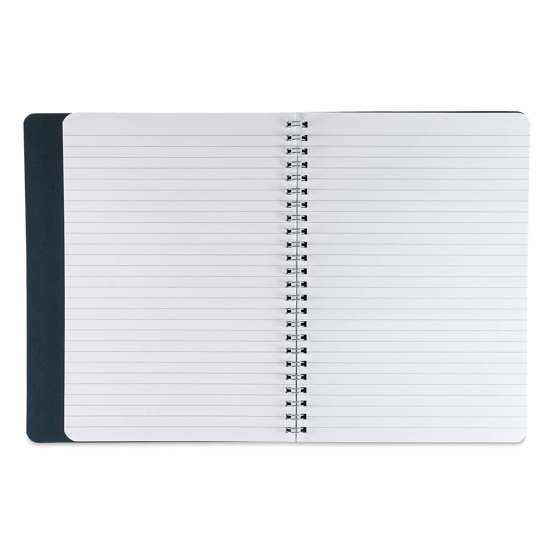 Fabriano Ecoqua Plus Hidden Spiral-Bound Notebook - Black, 8-1/4" x 5-4/5". Ruled, open