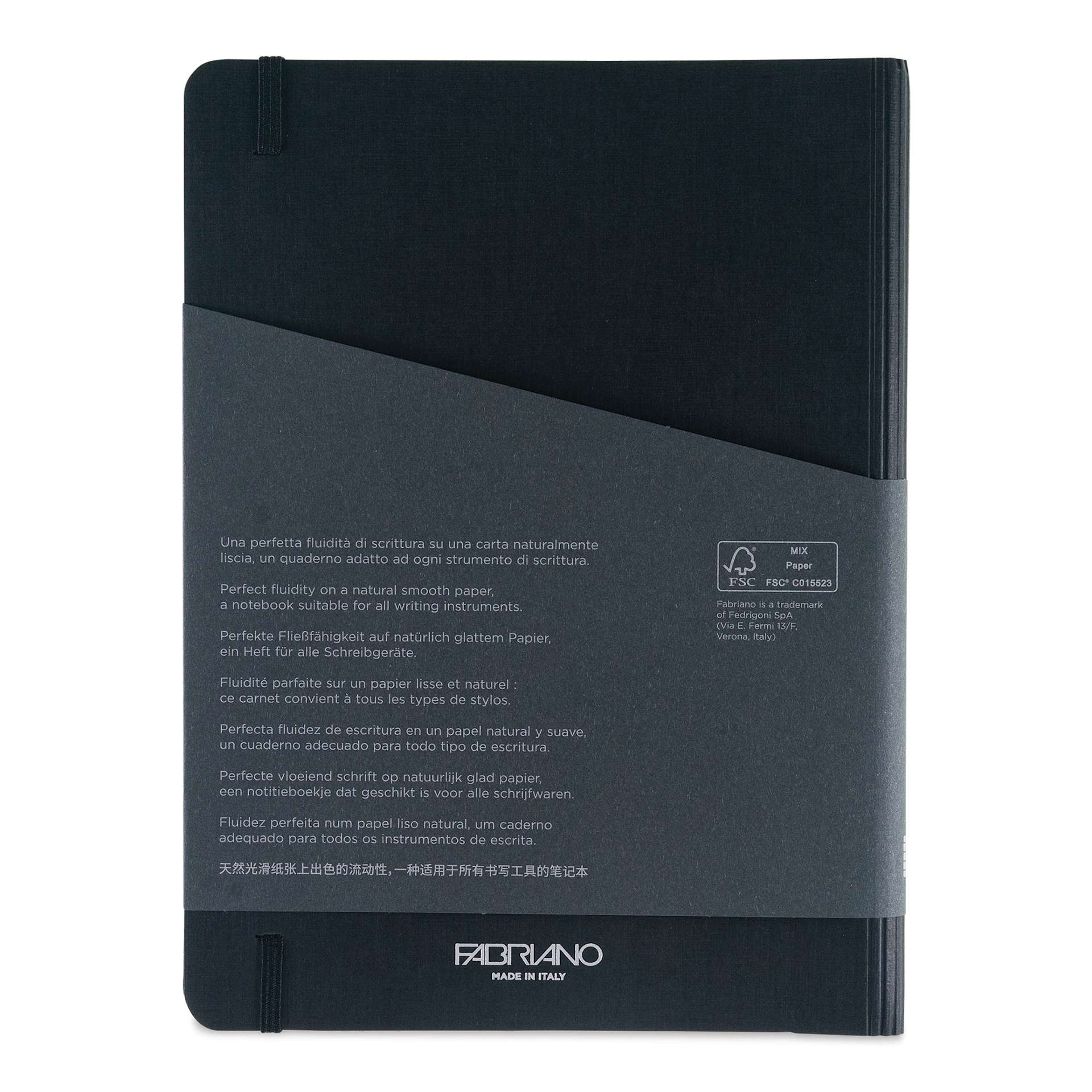 Fabriano Ecoqua Plus Hidden Spiral-Bound Notebook - Black, 8-1/4" x 5-4/5". Ruled, back cover