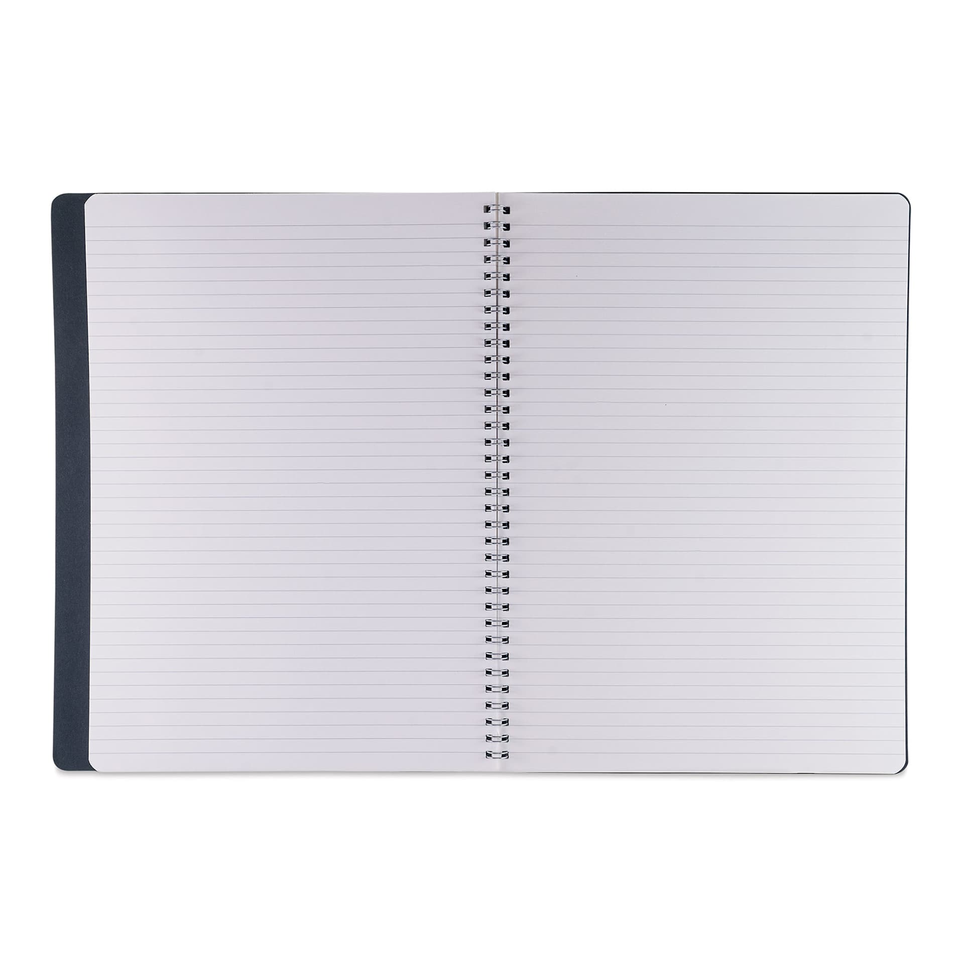 Fabriano Ecoqua Plus Hidden Spiral-Bound Notebook - Black, 11-7/10" x 8-1/4". Ruled, open
