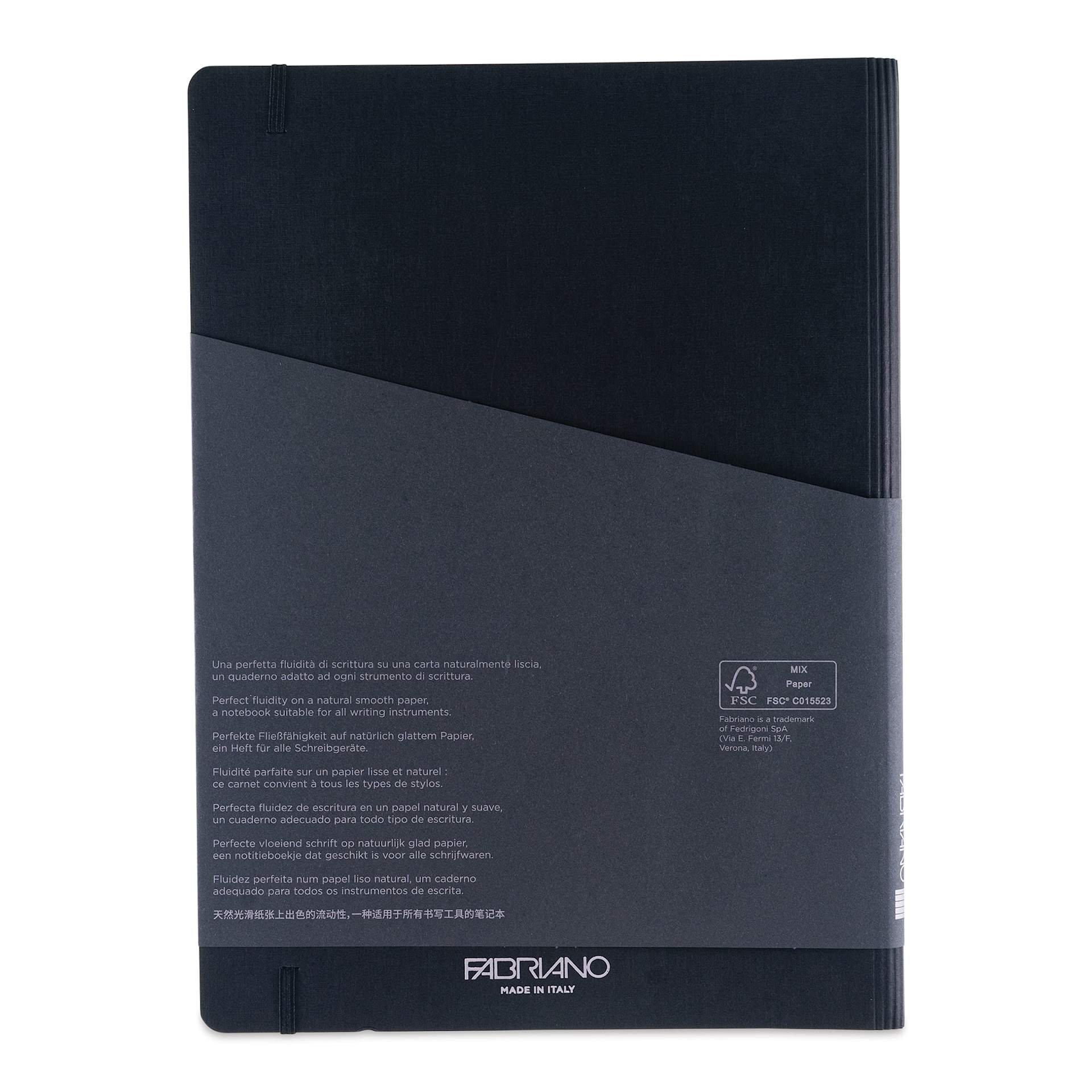 Fabriano Ecoqua Plus Hidden Spiral-Bound Notebook - Black, 11-7/10" x 8-1/4". Ruled, back cover