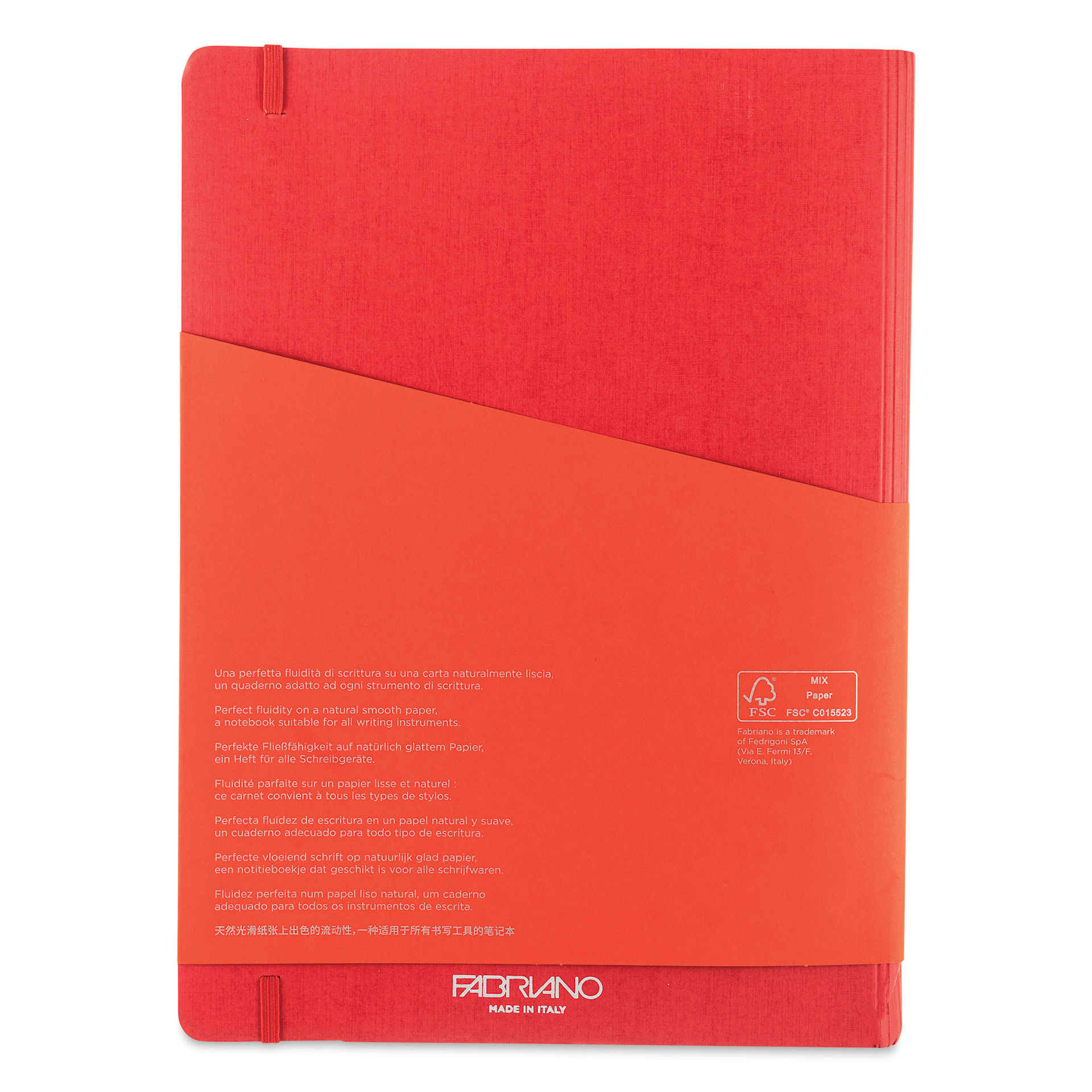 Fabriano Ecoqua Plus Hidden Spiral-Bound Notebook - Red, 11-7/10" x 8-1/4", Ruled, back cover