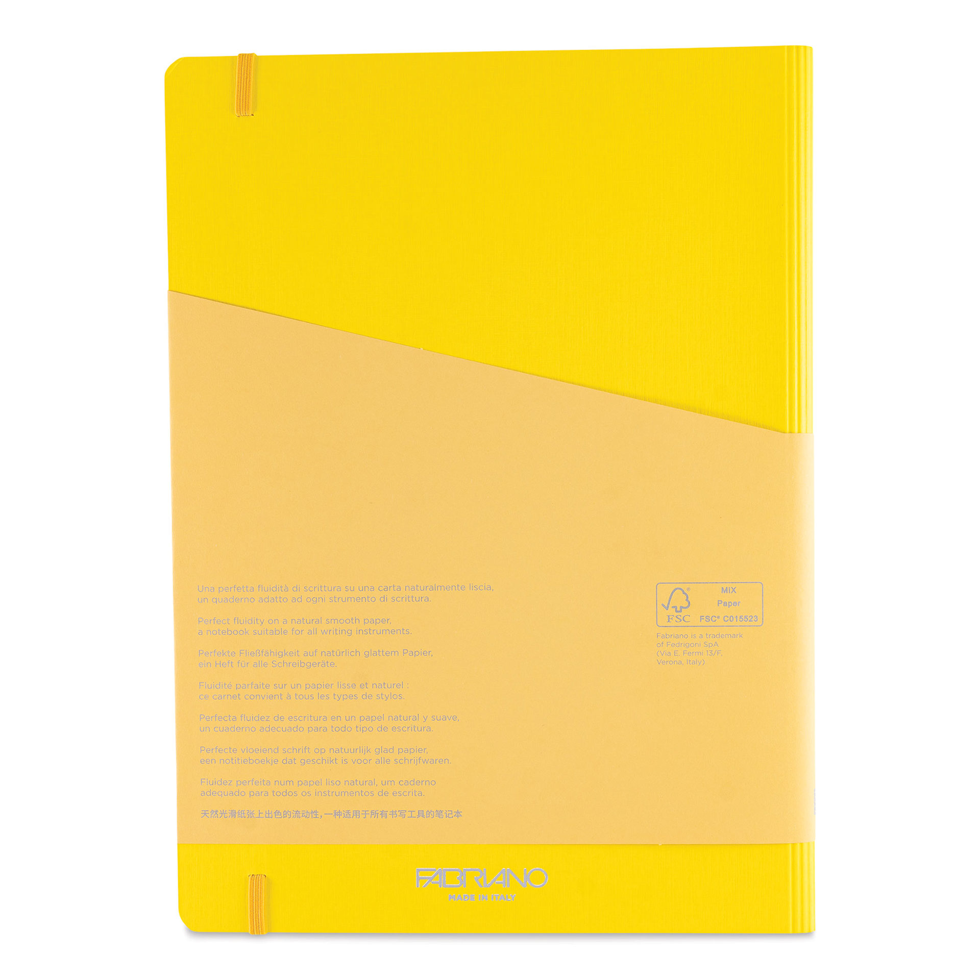 Fabriano Ecoqua Plus Hidden Spiral-Bound Notebook - Yellow, 11-7/10" x 8-1/4", Dot Grid, back cover