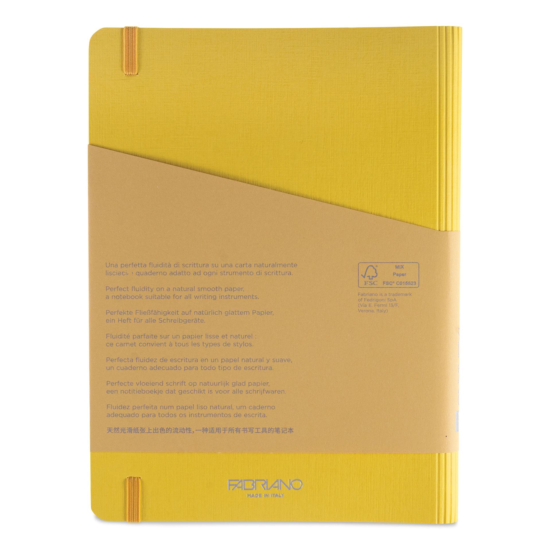 Fabriano Ecoqua Plus Hidden Spiral-Bound Notebook - Yellow, 8-1/4" x 5-4/5", Ruled, back cover