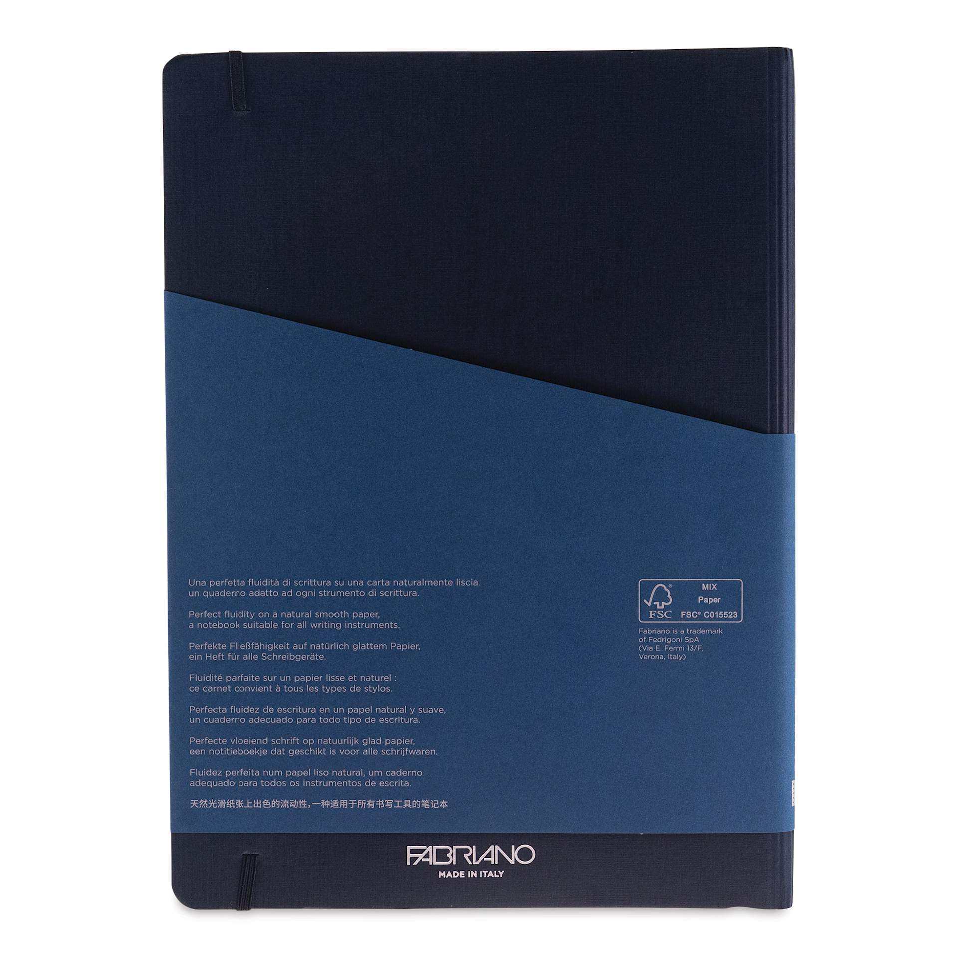 Fabriano Ecoqua Plus Hidden Spiral-Bound Notebook - Navy, 11-7/10" x 8-1/4", Dot Grid, back cover