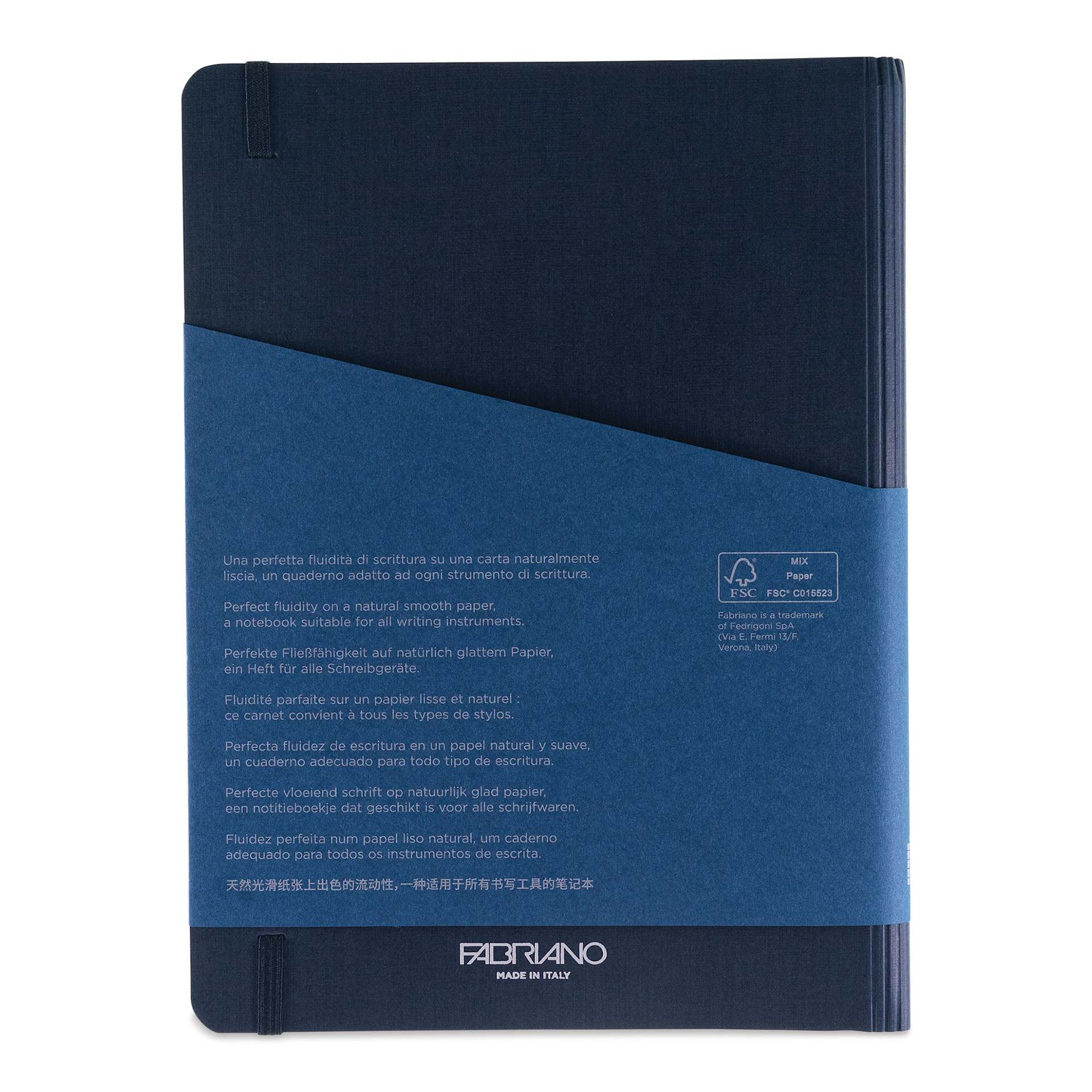Fabriano Ecoqua Plus Hidden Spiral-Bound Notebook - Navy, 8-1/4" x 5-4/5", Ruled, back cover