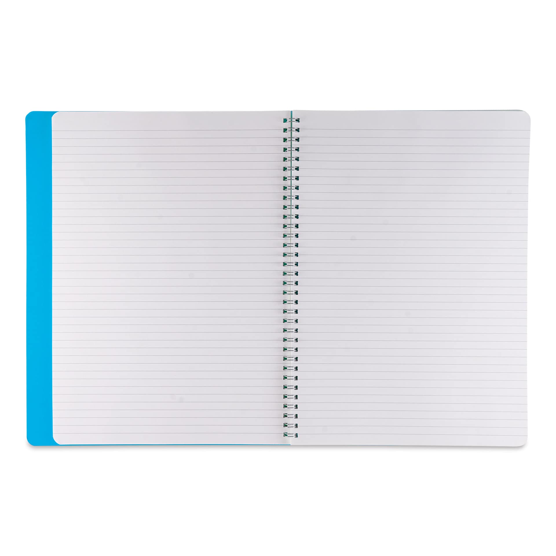Fabriano Ecoqua Plus Hidden Spiral-Bound Notebook - Turquoise, 8-1/4" x 5-4/5", Ruled, open