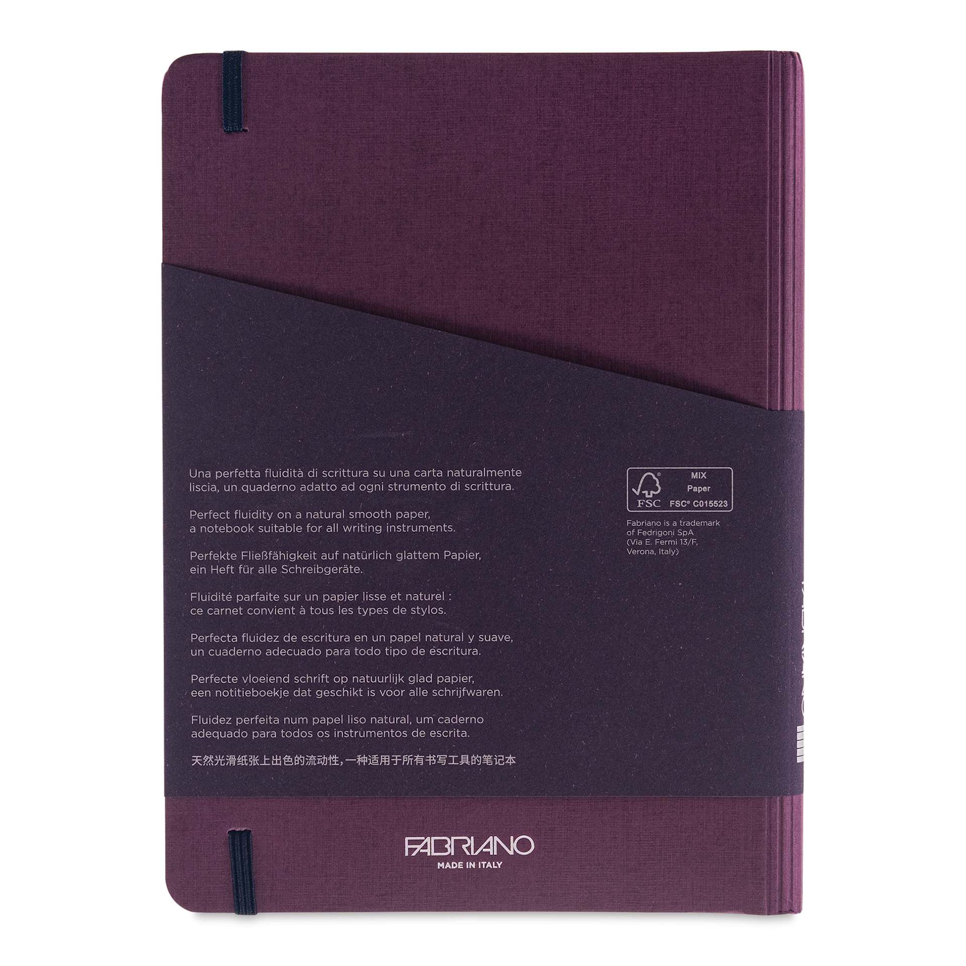 Fabriano Ecoqua Plus Hidden Spiral-Bound Notebook - Wine, 8-1/4" x 5-4/5", Ruled, back cover