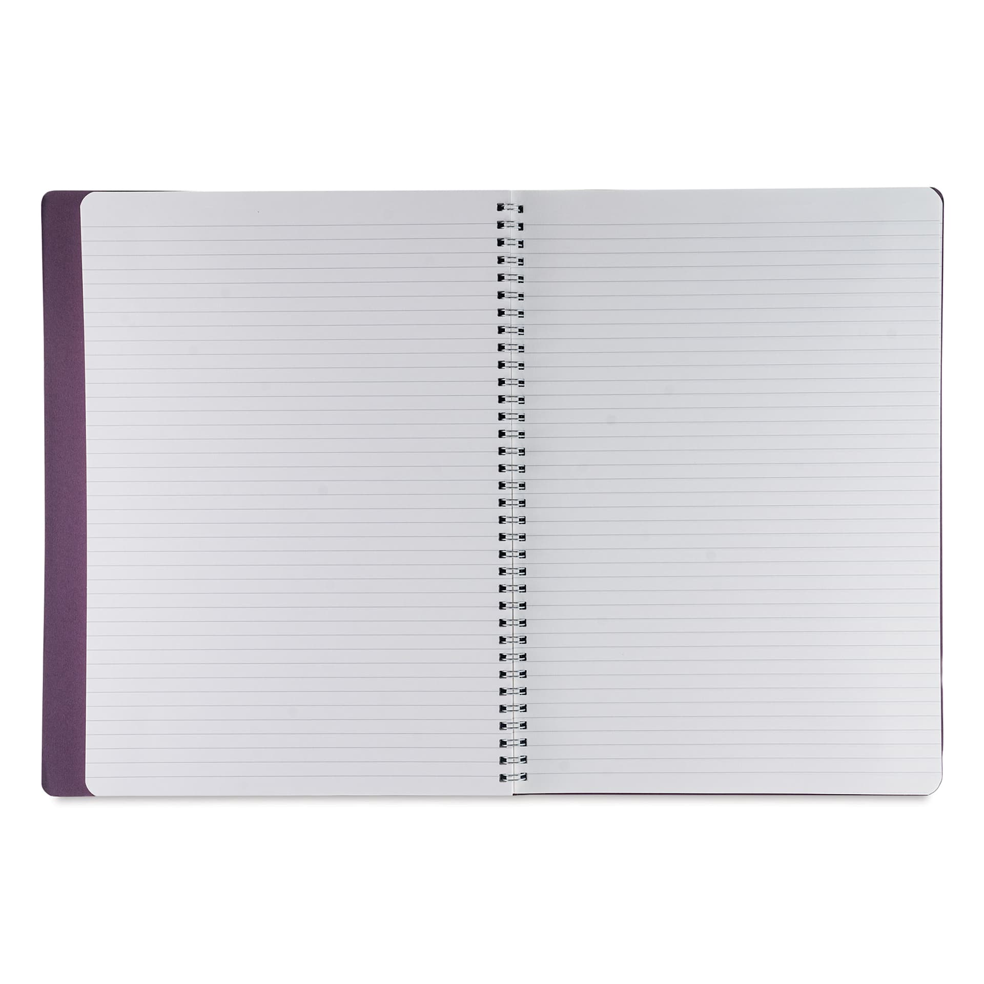 Fabriano Ecoqua Plus Hidden Spiral-Bound Notebook - Wine, 11-7/10" x 8-1/4", Ruled, open