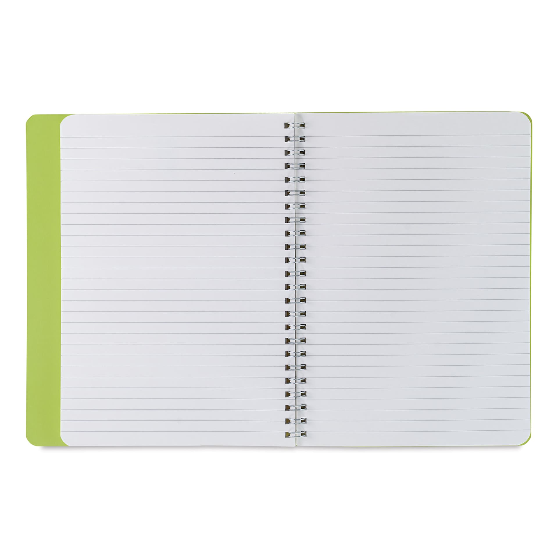 Fabriano Ecoqua Plus Hidden Spiral-Bound Notebook - Lime, 8-1/4" x 5-4/5", Ruled, open