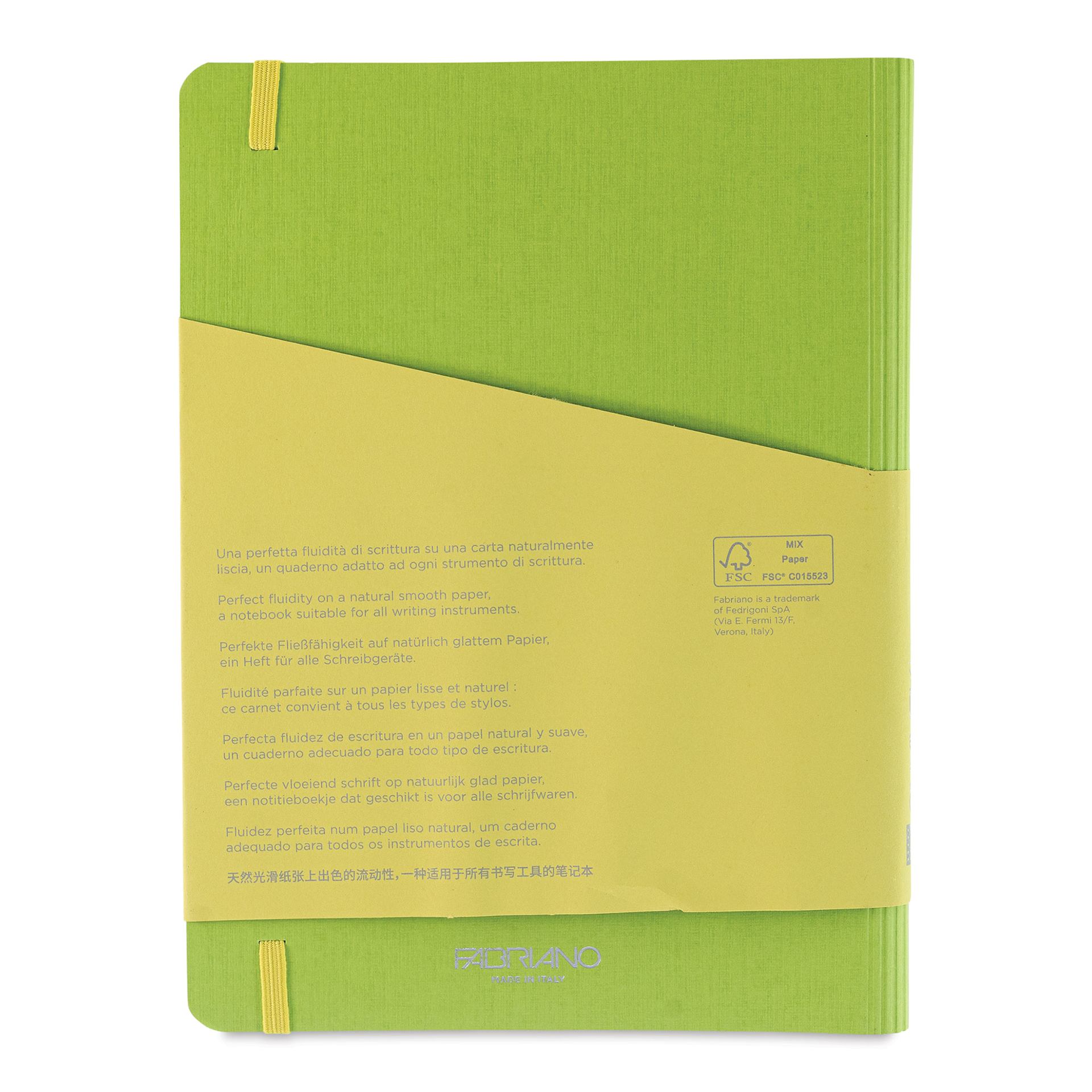 Fabriano Ecoqua Plus Hidden Spiral-Bound Notebook - Lime, 8-1/4" x 5-4/5", Ruled, back cover