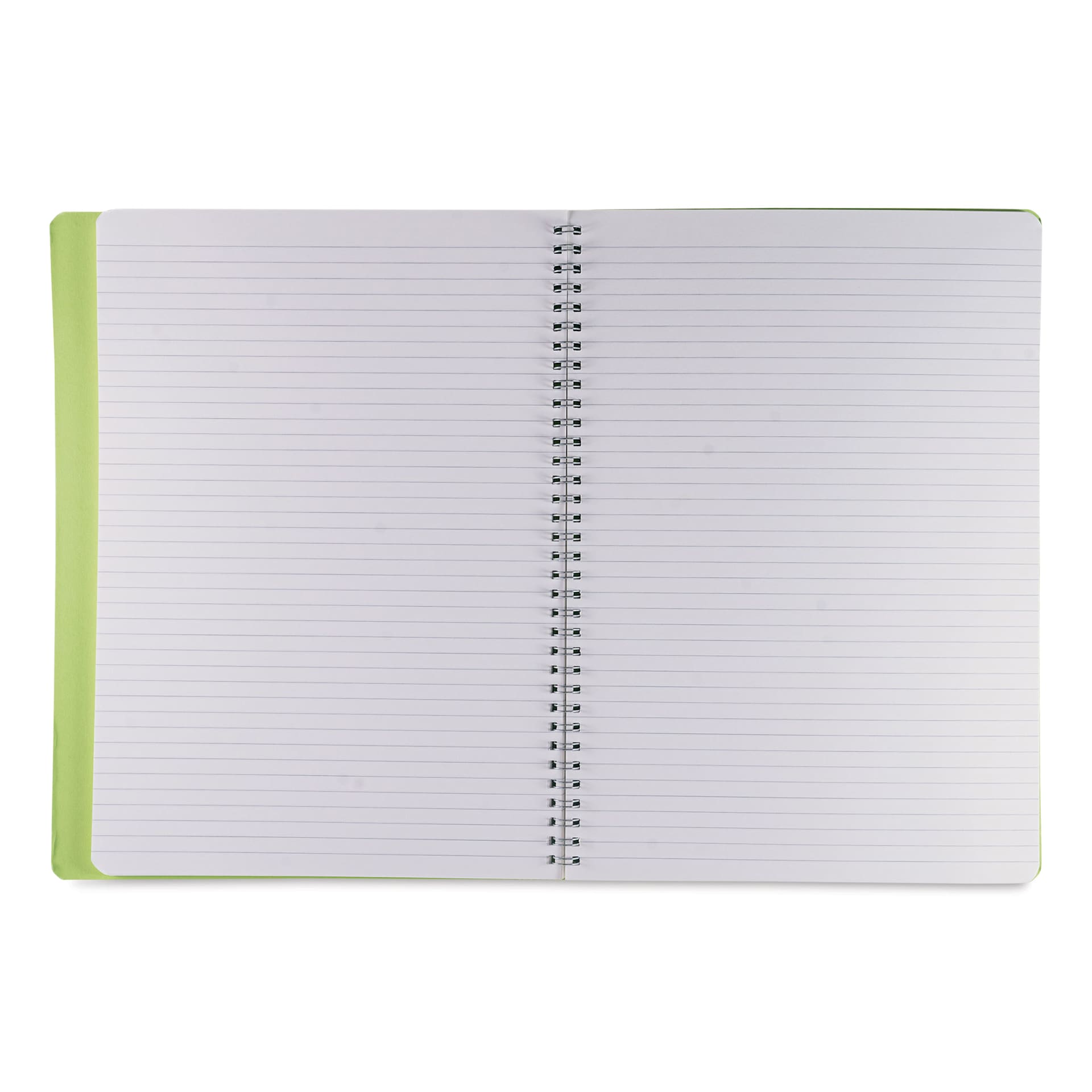 Fabriano Ecoqua Plus Hidden Spiral-Bound Notebook - Lime, 11-7/10" x 8-1/4", Ruled, open