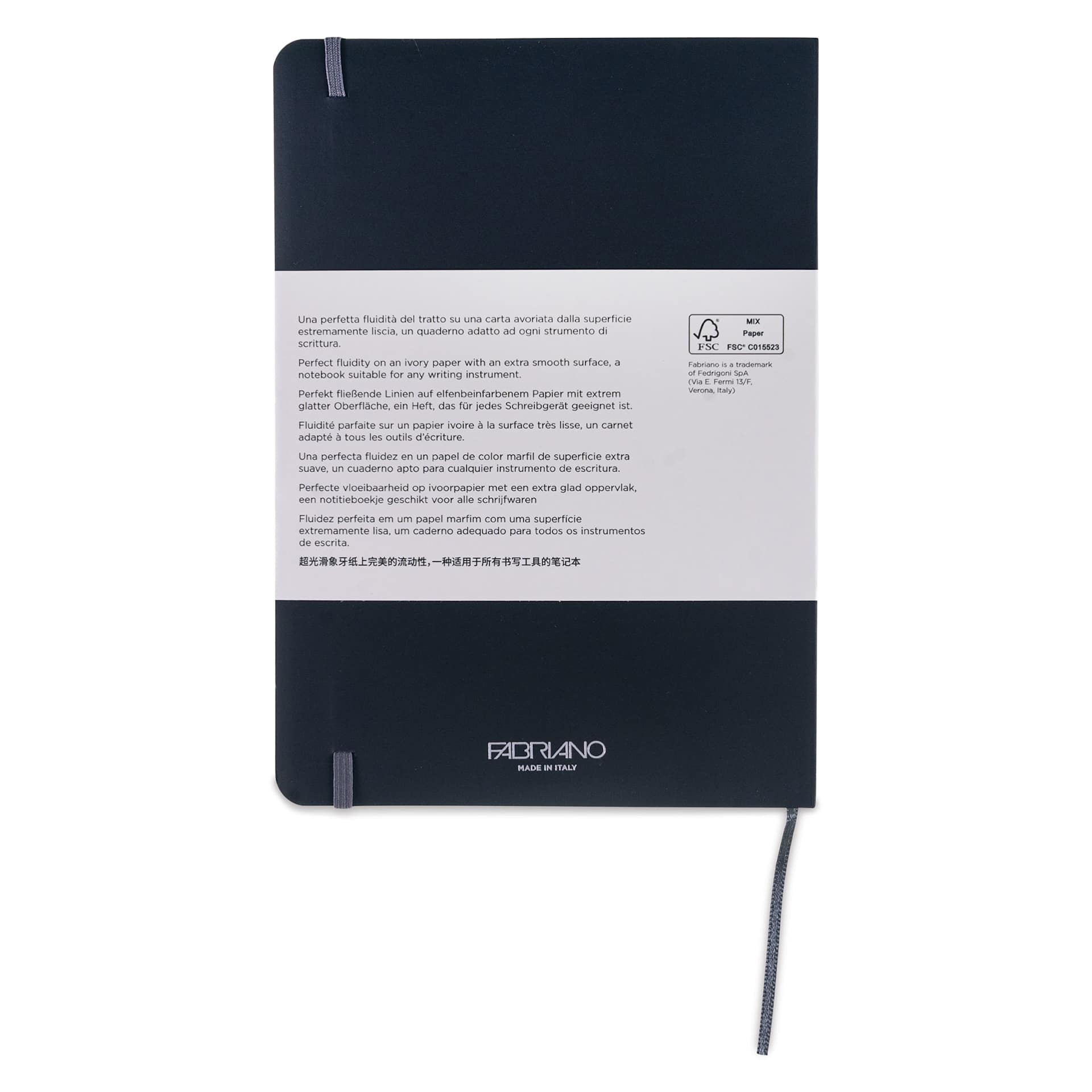 Fabriano Ispira Soft-Cover Notebook - Black, 5-4/5" x 8-1/4", Ruled, back cover