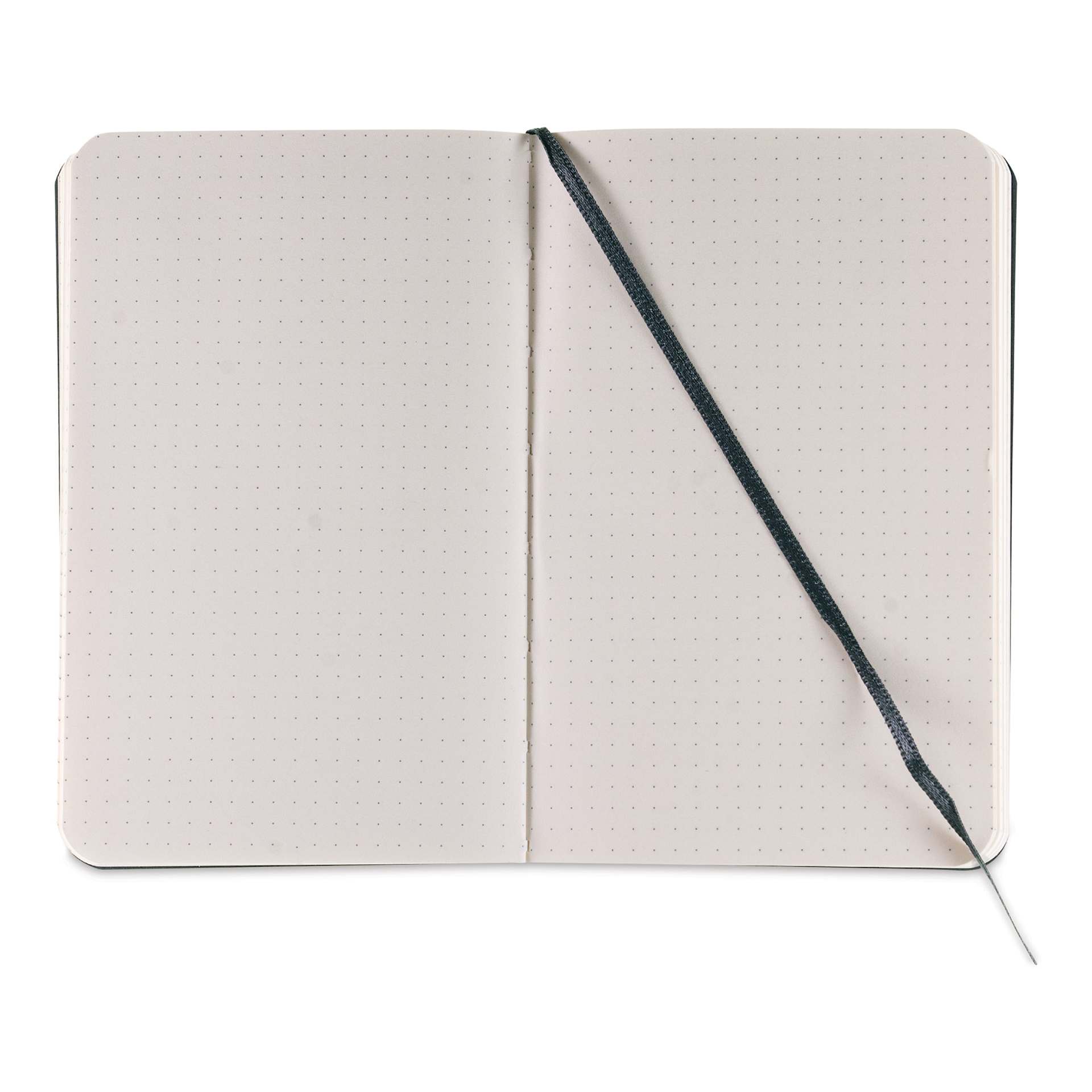 Fabriano Ispira Soft-Cover Notebook - Black, 3-1/2" x 5-1/2", Dot Grid, open