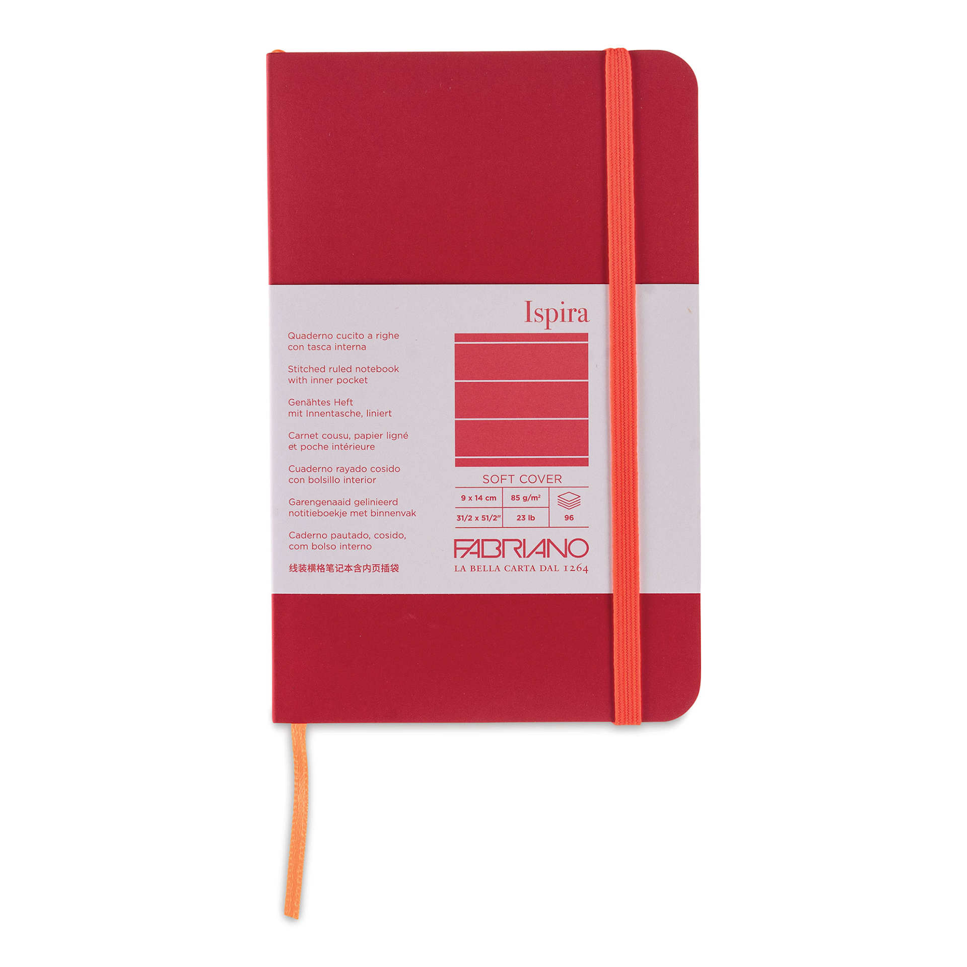 Fabriano Ispira Soft-Cover Notebook - Red, 3-1/2" x 5-1/2", Ruled, front cover