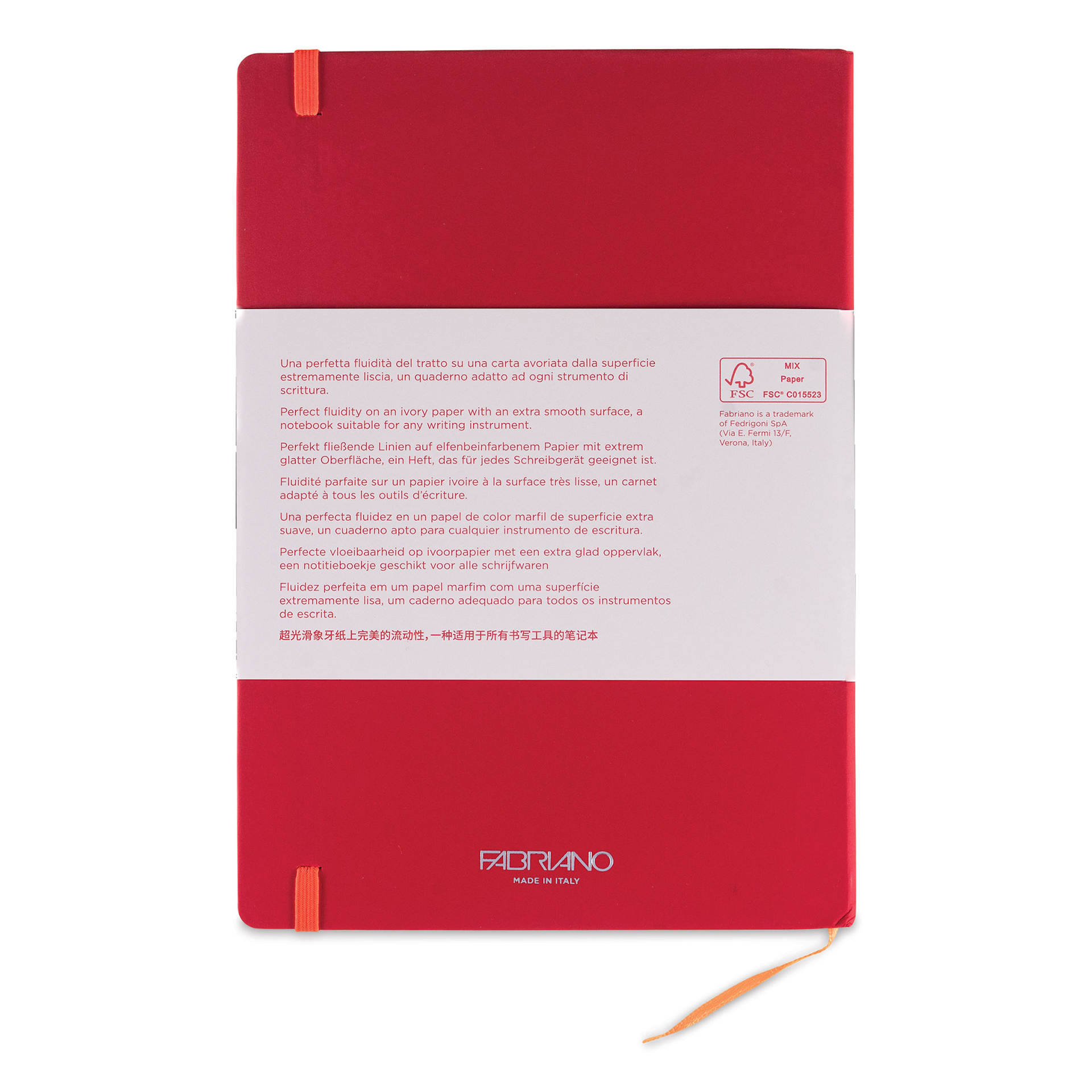 Fabriano Ispira Soft-Cover Notebook - Red, 5-4/5" x 8-1/4", Dot Grid, back cover
