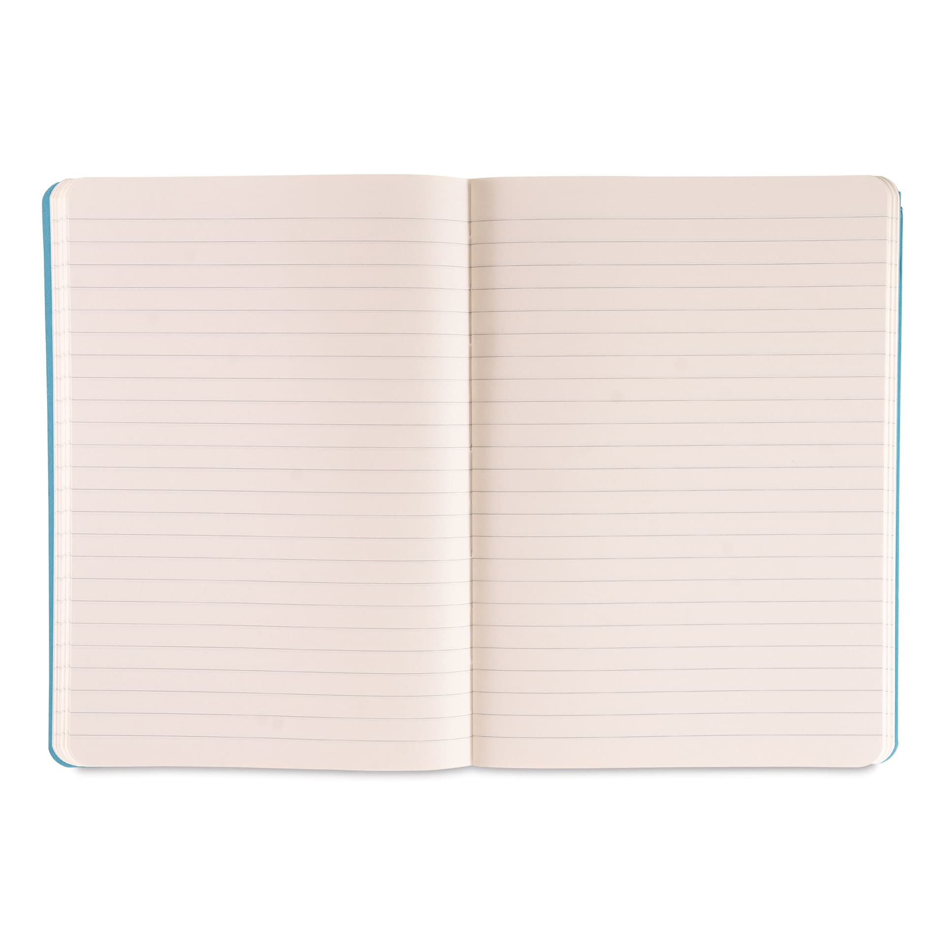 Fabriano Ispira Soft-Cover Notebook - Blue, 5-4/5" x 8-1/4", Ruled, open