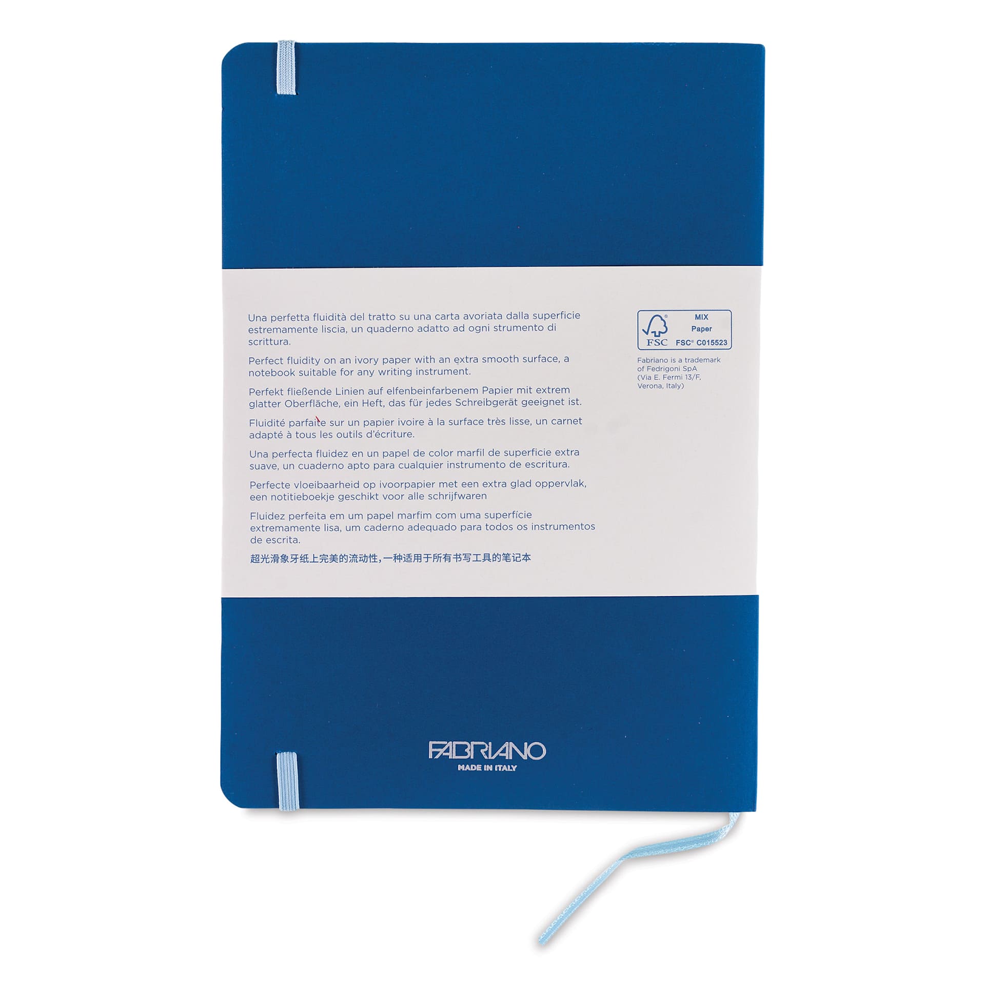 Fabriano Ispira Soft-Cover Notebook - Blue, 5-4/5" x 8-1/4", Dot Grid, back cover